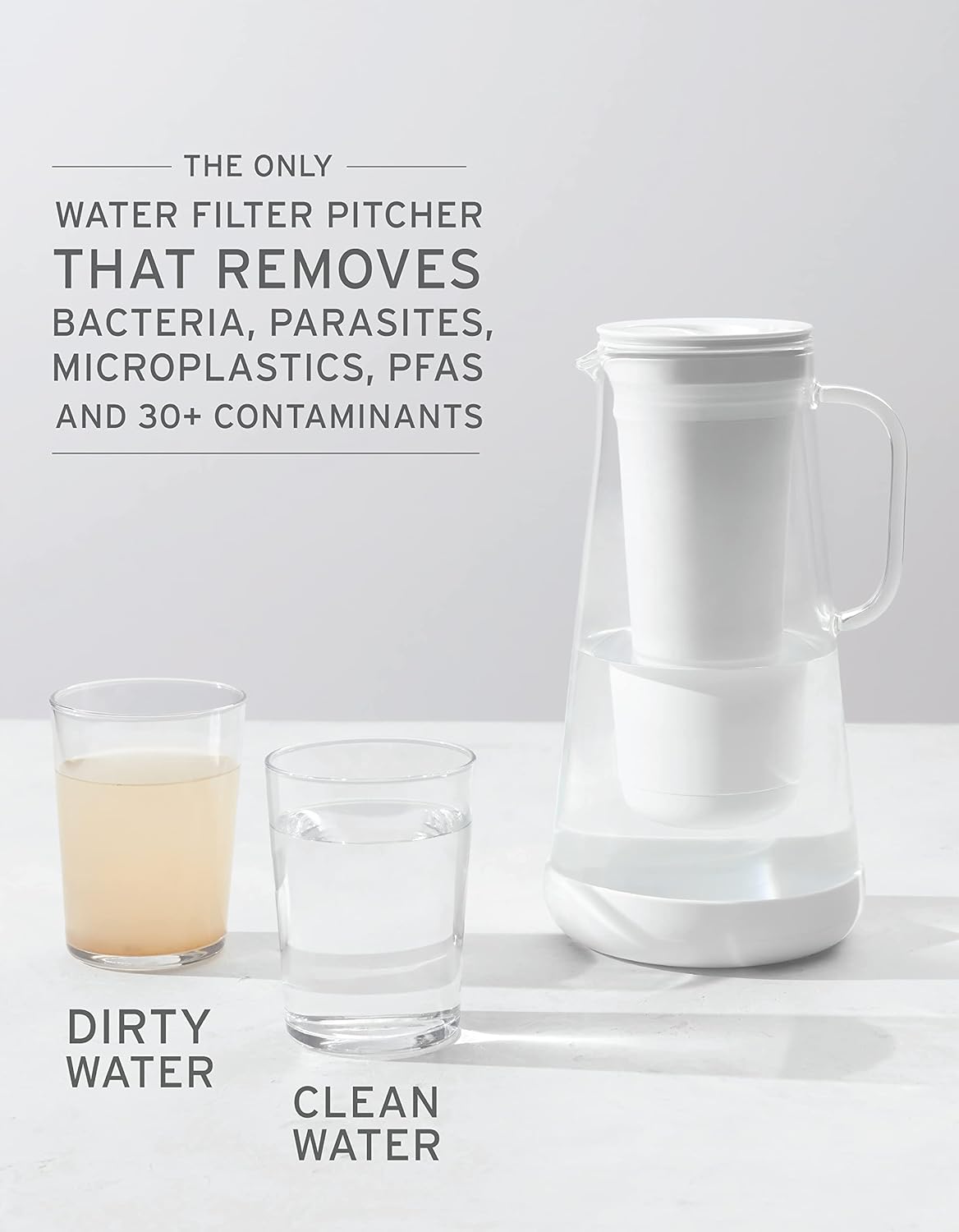 LifeStraw Inicio – Jarra con filtro de agua, 10 tazas, azul medianoche, sin BPA, diseñada para la protección diaria contra bacterias, parásitos,