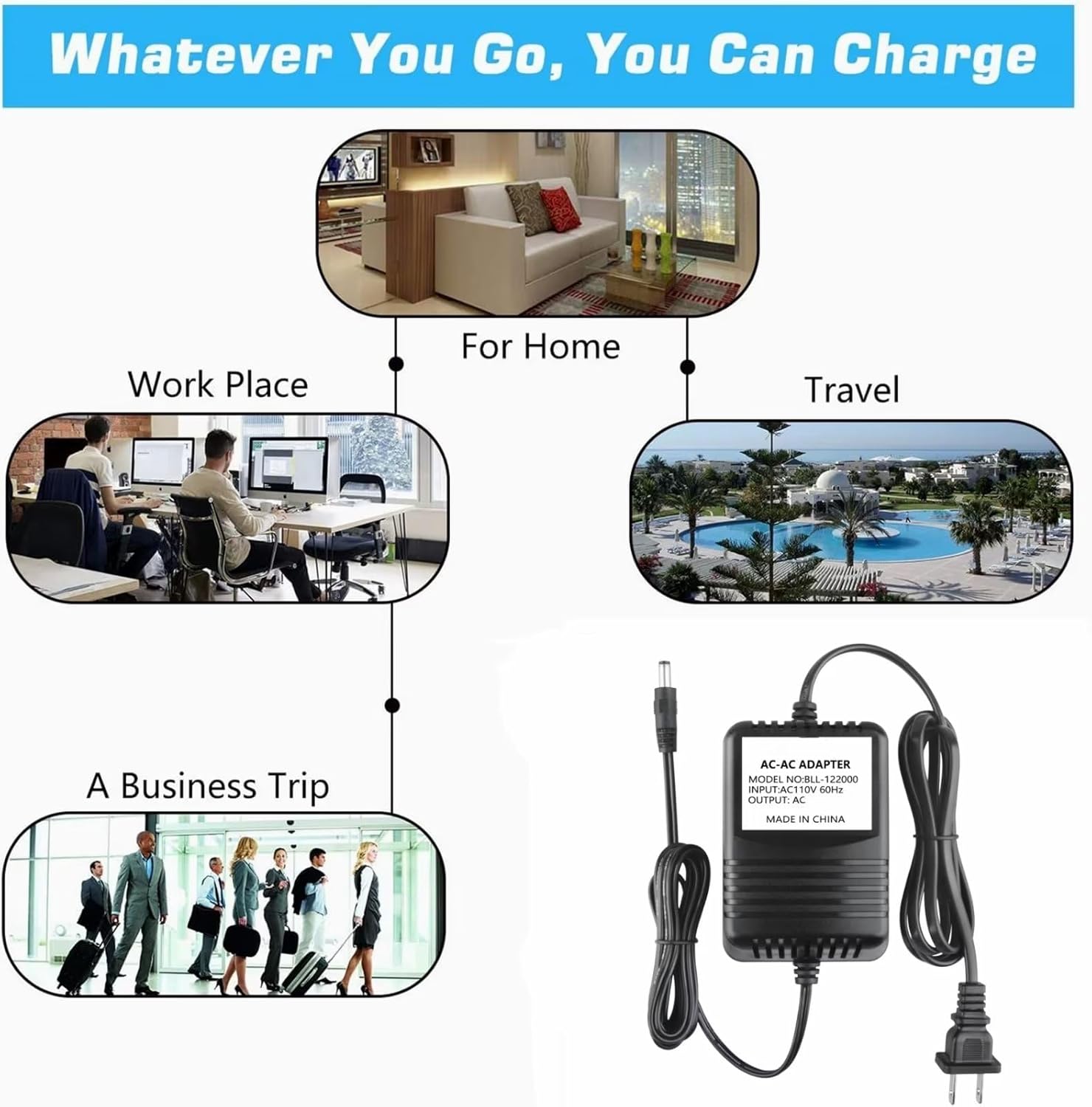 Adaptador de CA AC6V compatible con Vtech AT & T EL52313 EL52333 EL52353 3 Teléfono inalámbrico ATT DECT 6.0 Sistema de contestación de teléfono