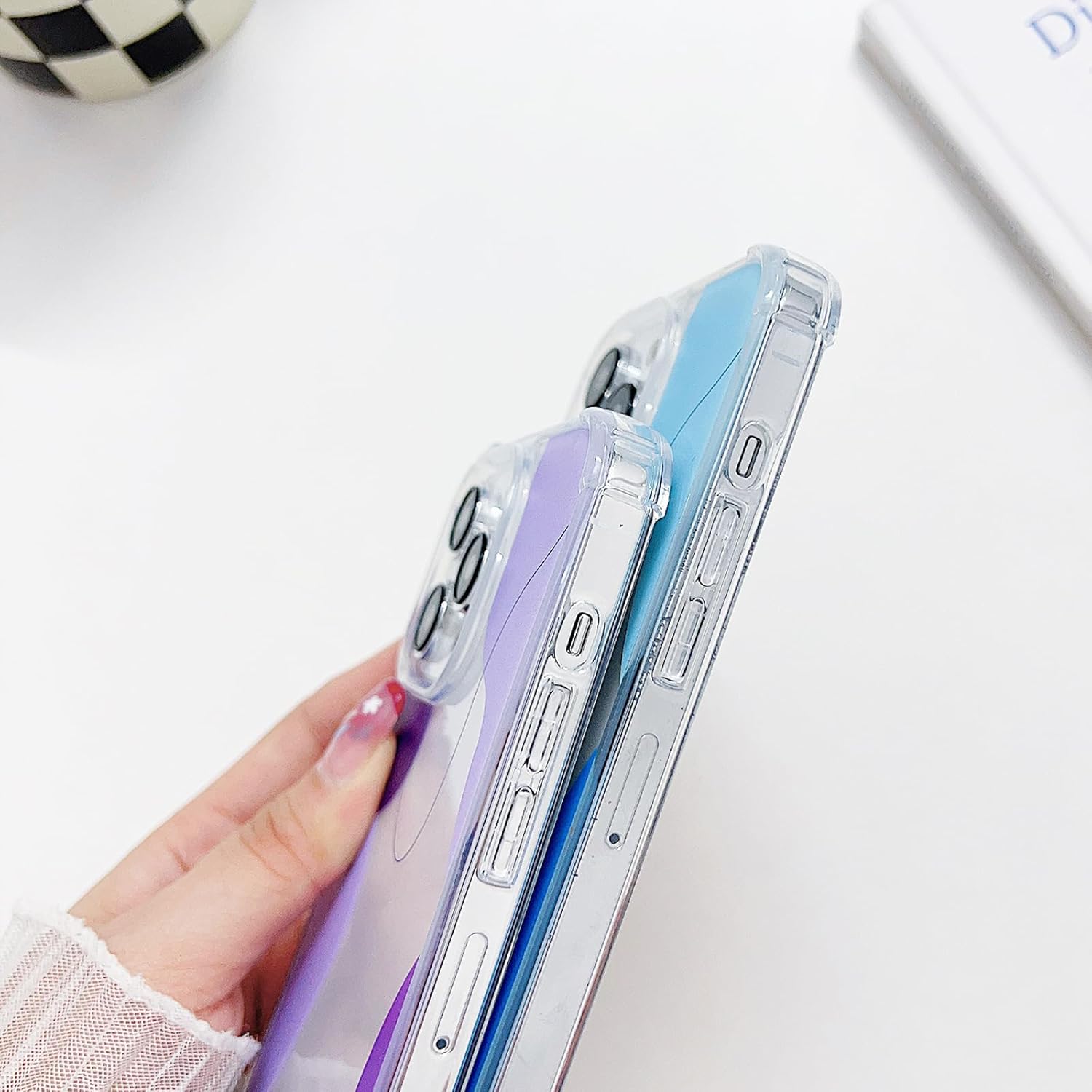 Diseñada para iPhone 14 Pro Max, bonito patrón ondulado de corazón pintado para mujeres y hombres, borde de TPU suave, protección trasera de