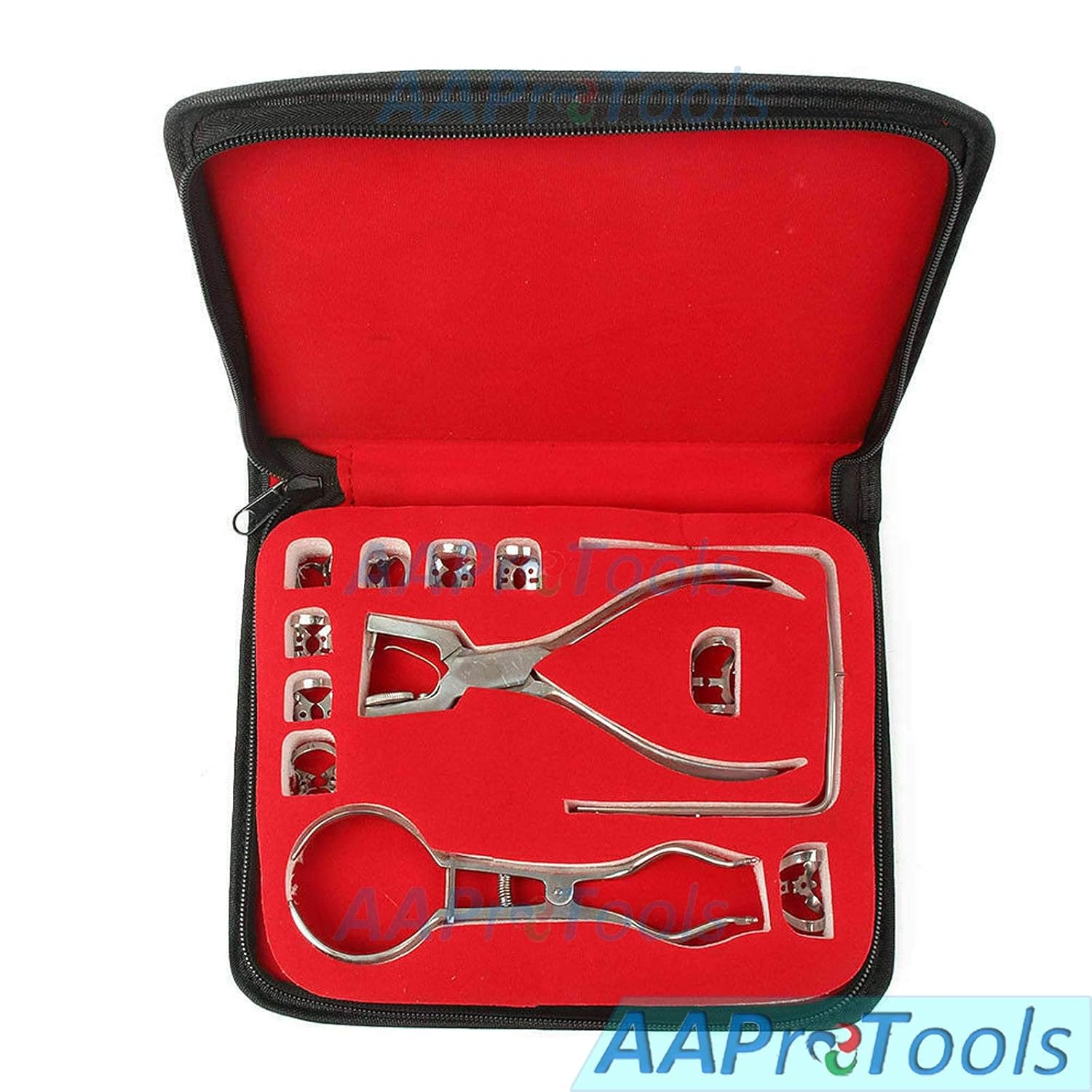 AAProTools 12 unidsset Dental Endodontic Clamp Puncher Abrazaderas Pinzas Marco Puncher Dental Agujero Dentista Herramientas DN-2207