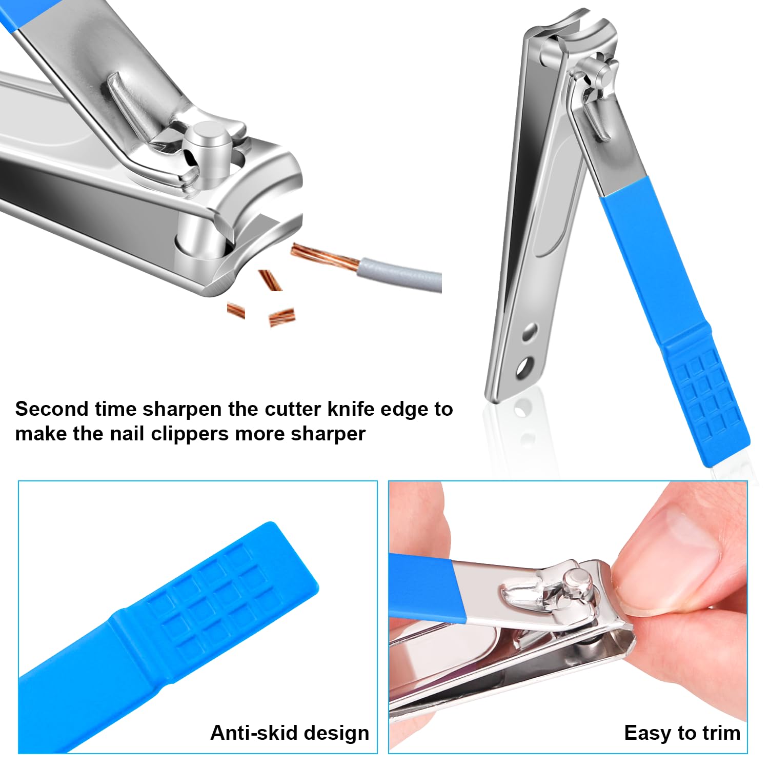 Juego de manicura, mini cortaúñas de viaje, kit de herramientas de cuidado de pedicura, 10 piezas de acero inoxidable (azul)