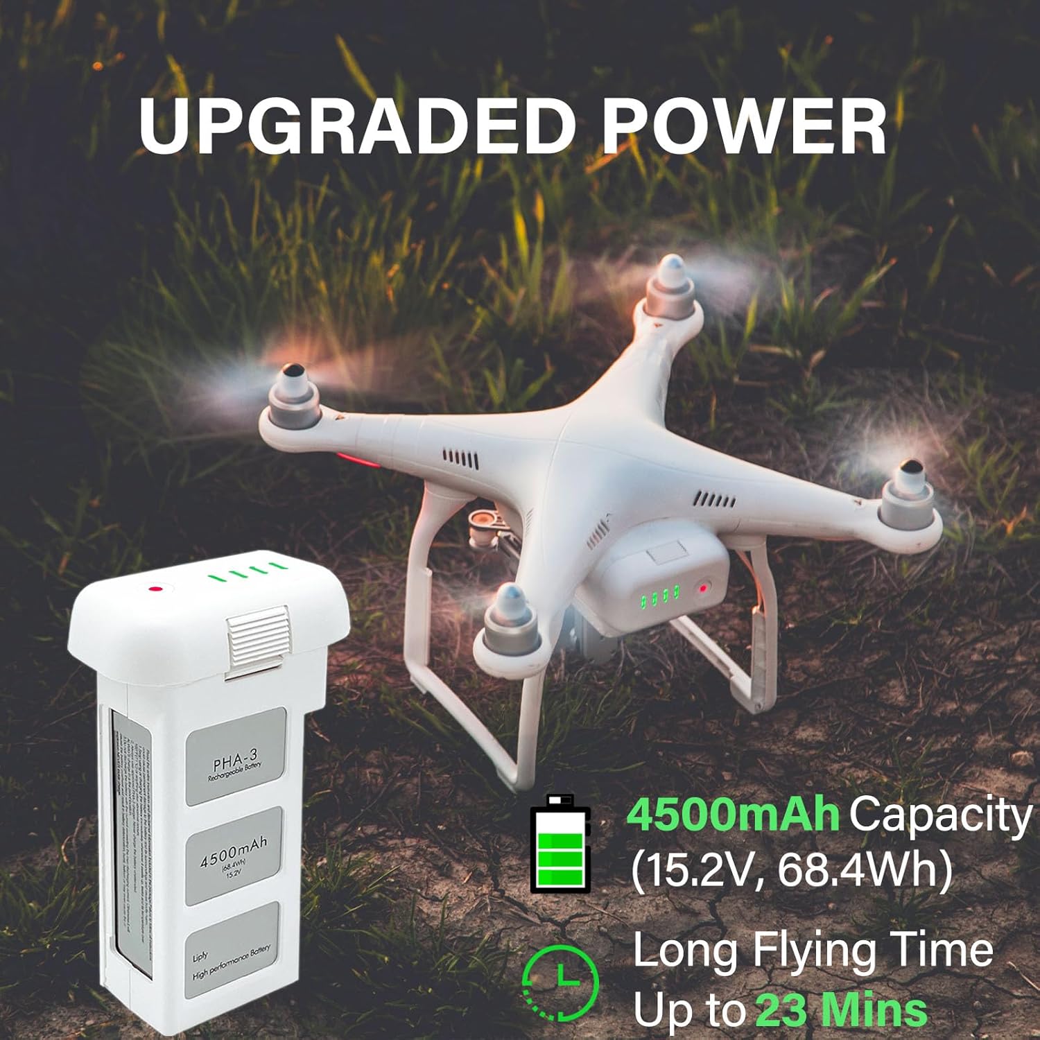 Phantom 3 Batería, 4500mAh 15.2V batería de vuelo inteligente mejorada para DJI Phantom 3 Standard3 Pro3 Advanced3 4K3 SE Drone