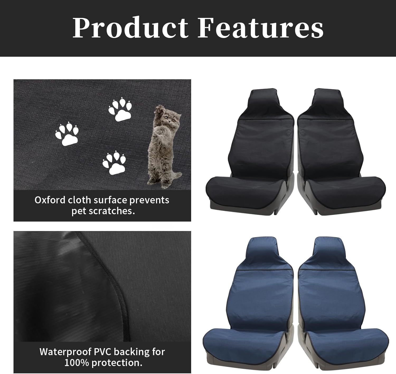 Funda impermeable para asiento de automóvil, ajuste universal, fundas de asiento delantero, parte inferior antideslizante, a prueba de sudor y fácil