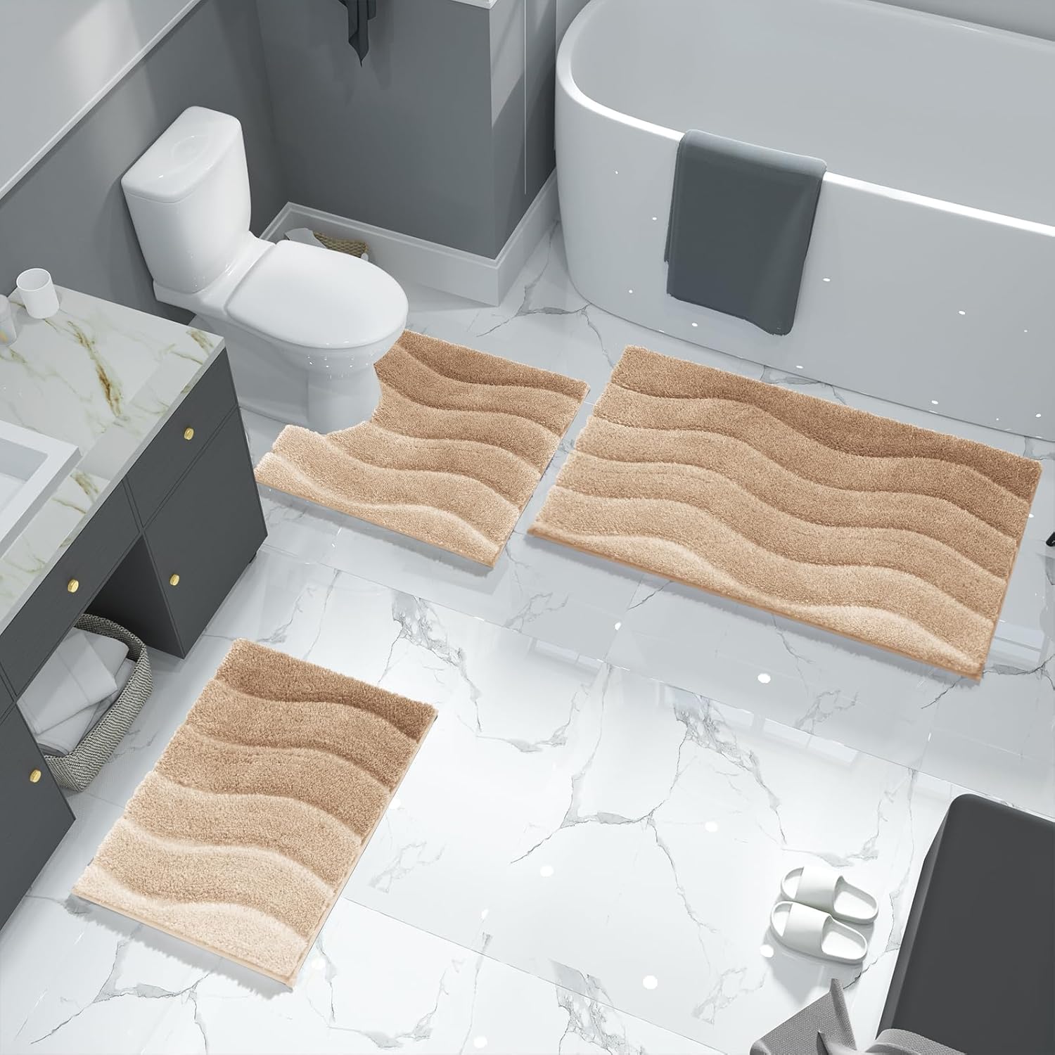 Yimobra Tapetes para baño, felpa de lujo y esponjosos, antideslizantes, de microfibra extragruesa, de secado rápido, antideslizantes, peludos,