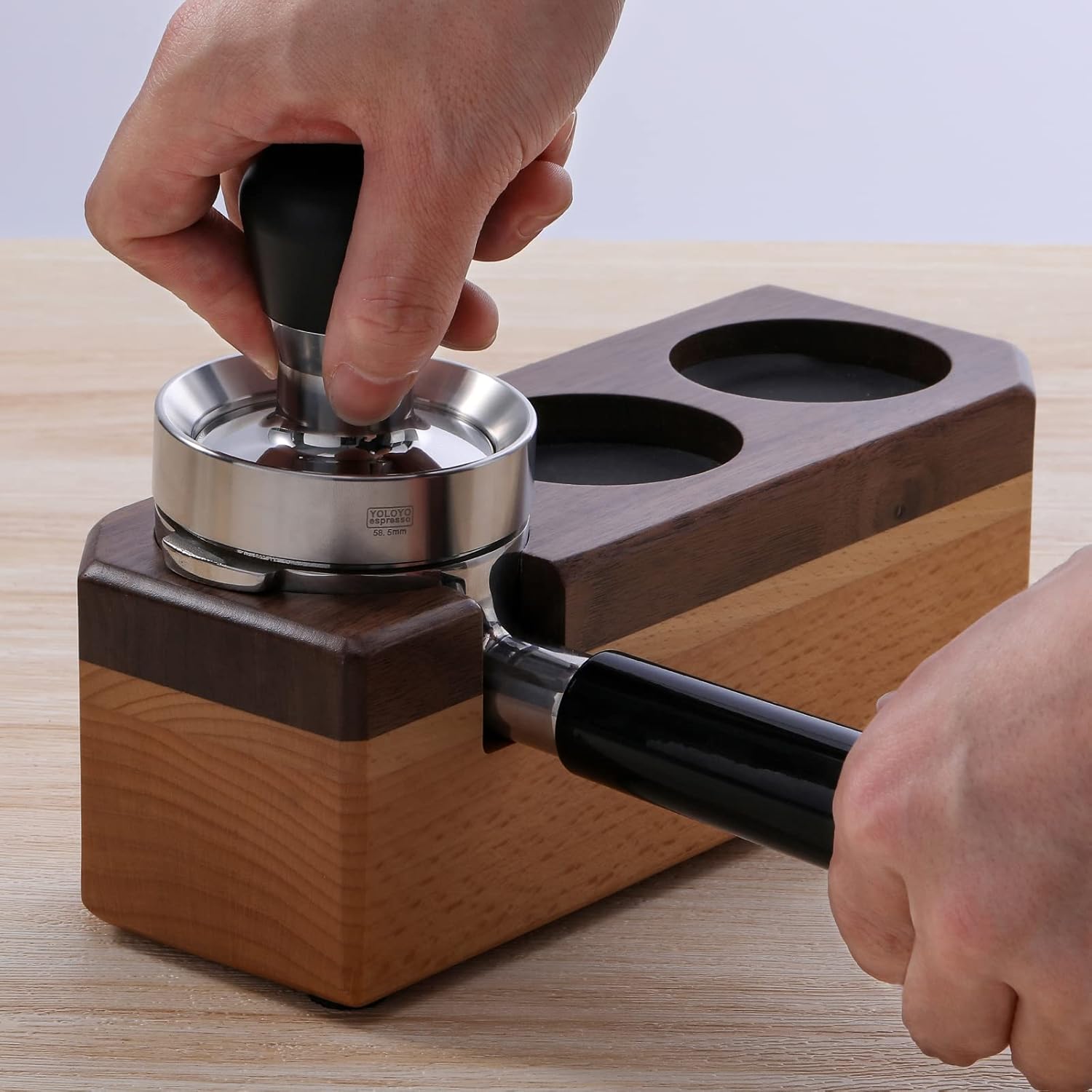 YOLOYO – Embudo dosificador de 2.303 in, embudo dosificador de espresso fabricado con precisión, embudo portafiltro de acero inoxidable 100% para
