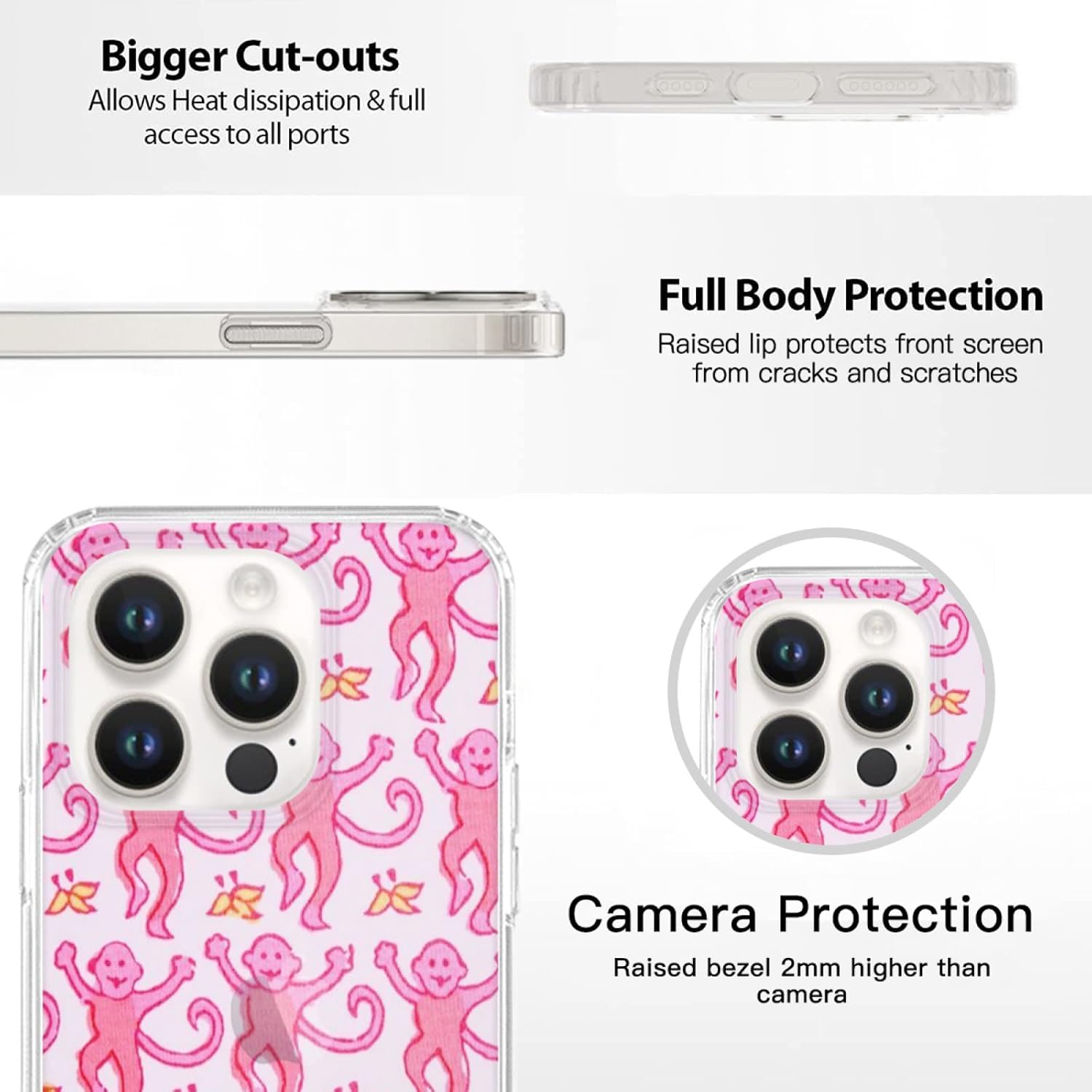 Funda para teléfono compatible con iPhone Xs Max Pink Pure Clear Phone Funda impermeable accesorios de conejo con dije de rodillo