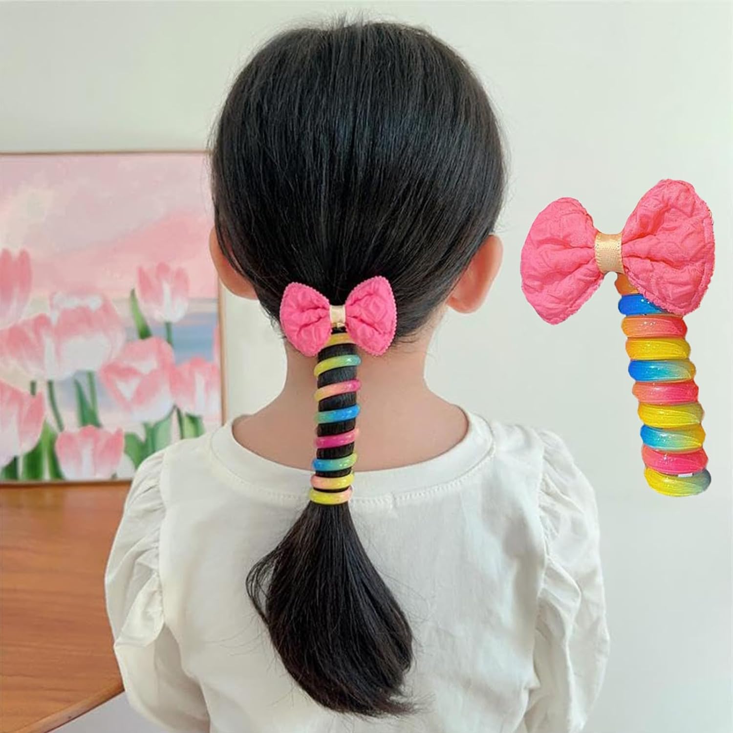 5 bandas de pelo coloridas para niños, lazos de pelo en espiral, cable telefónico, cable de teléfono, lazos rectos en espiral, 5 estilos de regalo