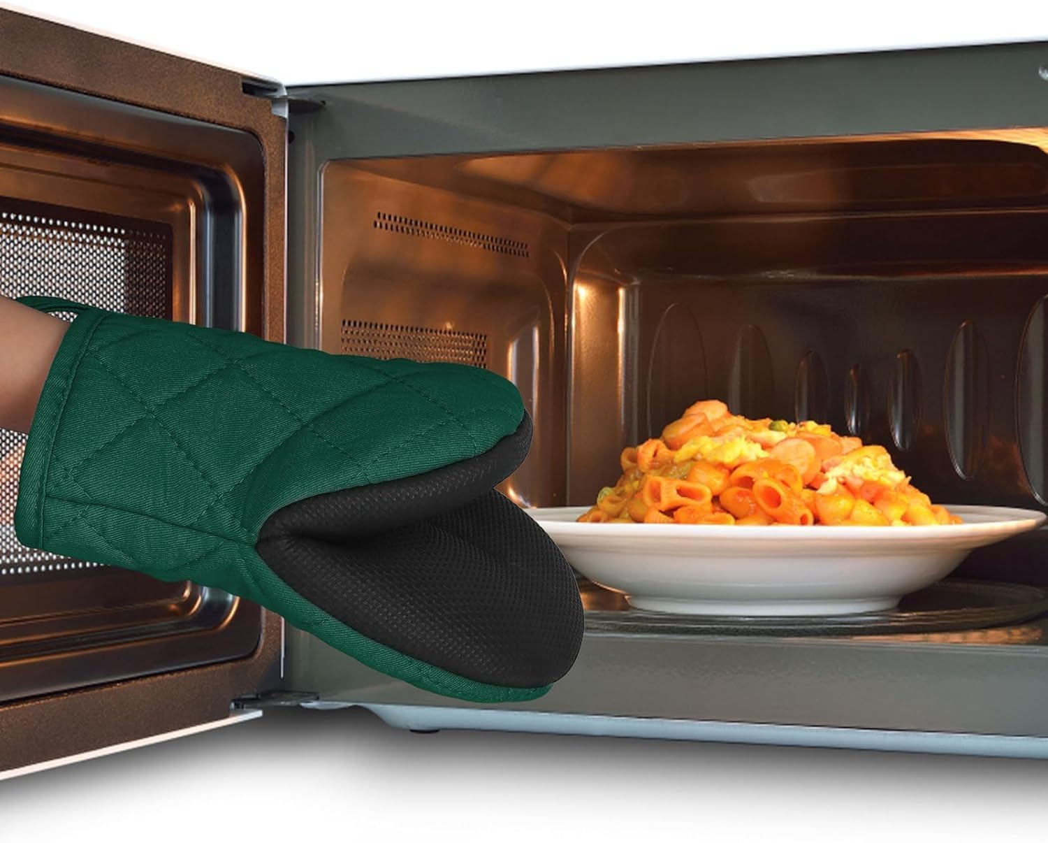 Manoplas cortas para horno, de silicona, resistentes al calor, para 500 grados, superficies de agarre antideslizantes y guantes de lazo para colgar,