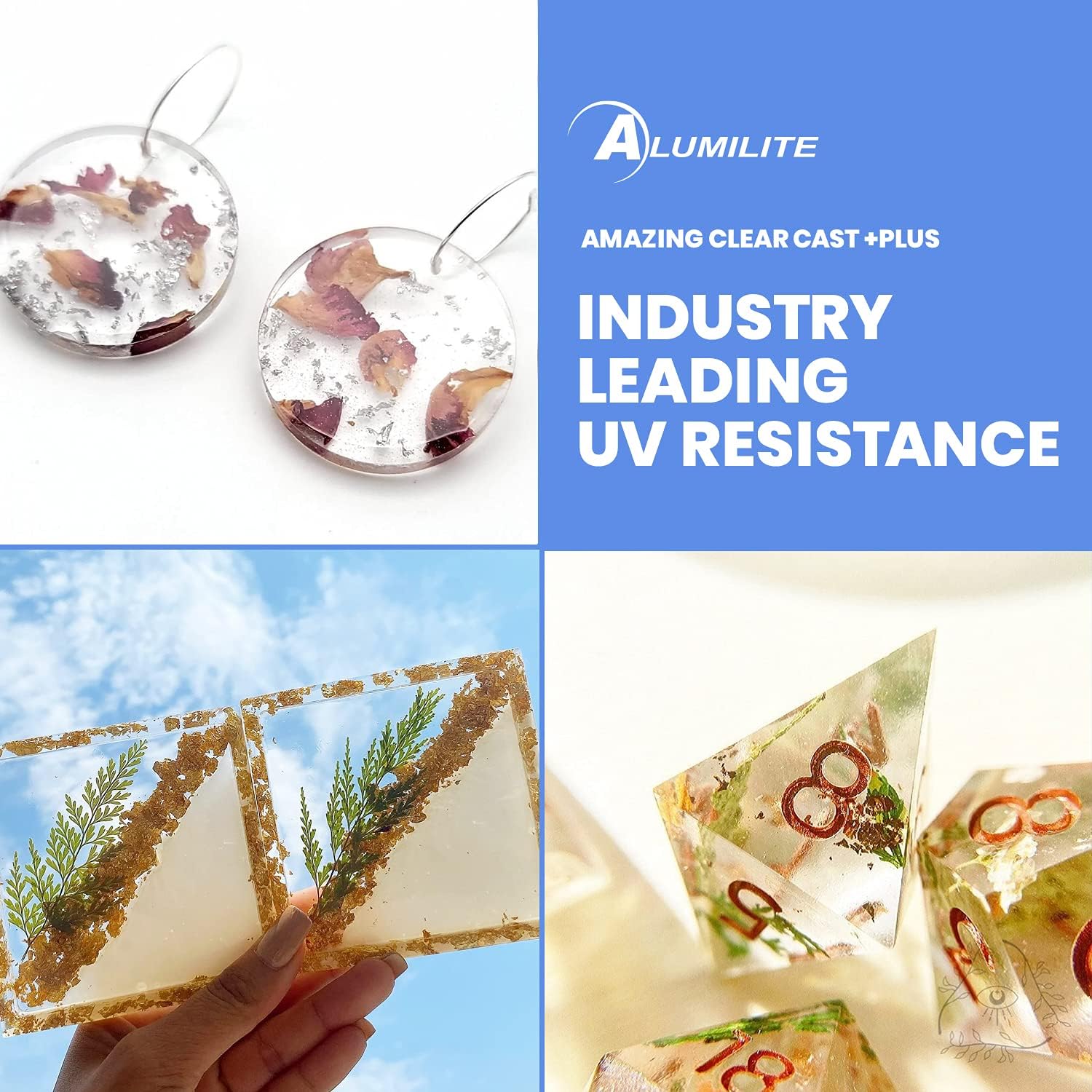 Alumilite Amazing Clear Cast Plus 8 oz A + 8 oz B (16 onzas) Kit de 2 partes Revestimiento de plástico resistente a los rayos UV y resina epoxi para