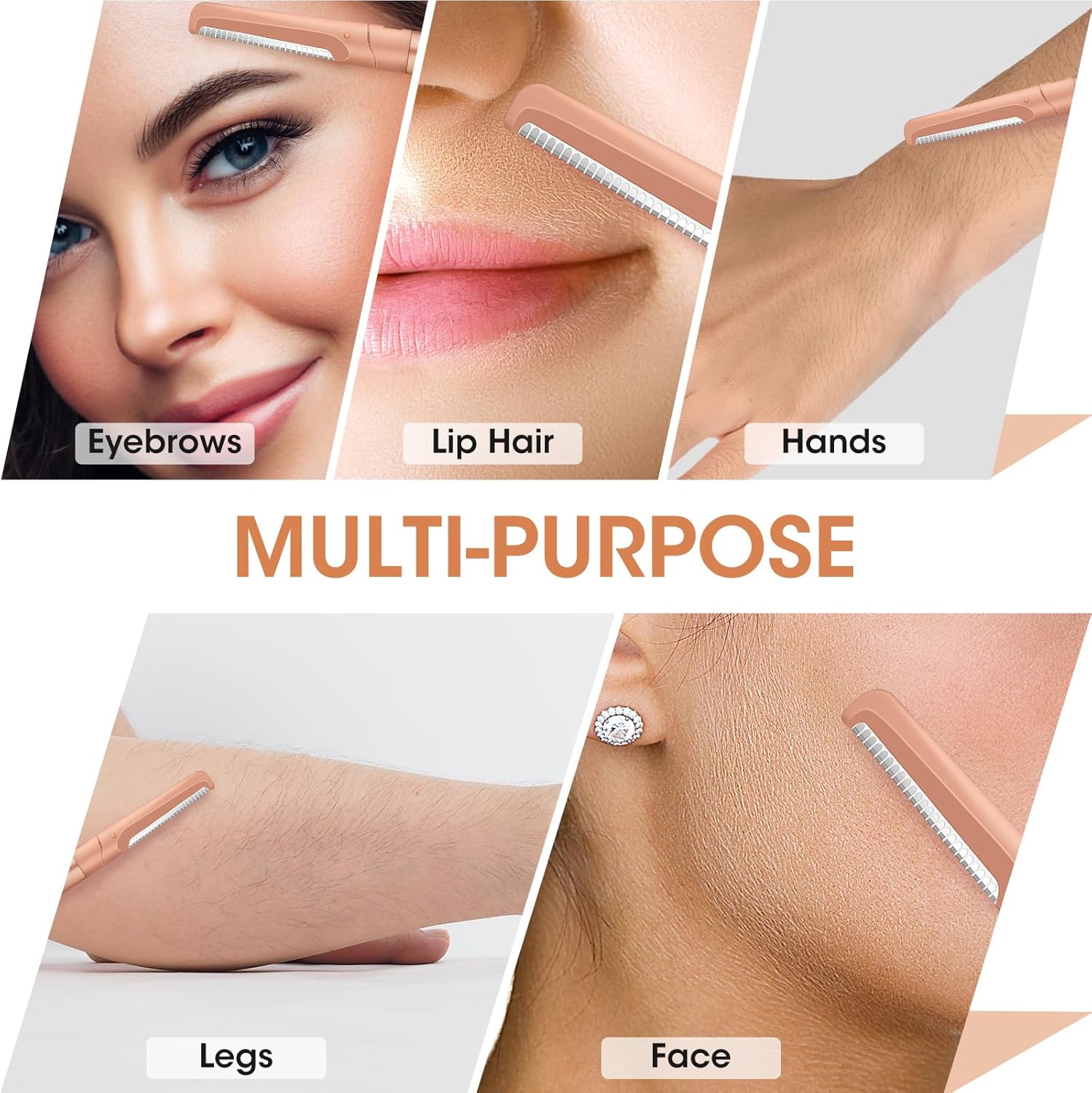 FYB Recortadoras de cejas, para mujeres y hombres, 5 piezas de acero inoxidable con cubierta de seguridad, multiusos, 2 exfoliantes y 3 recortadores