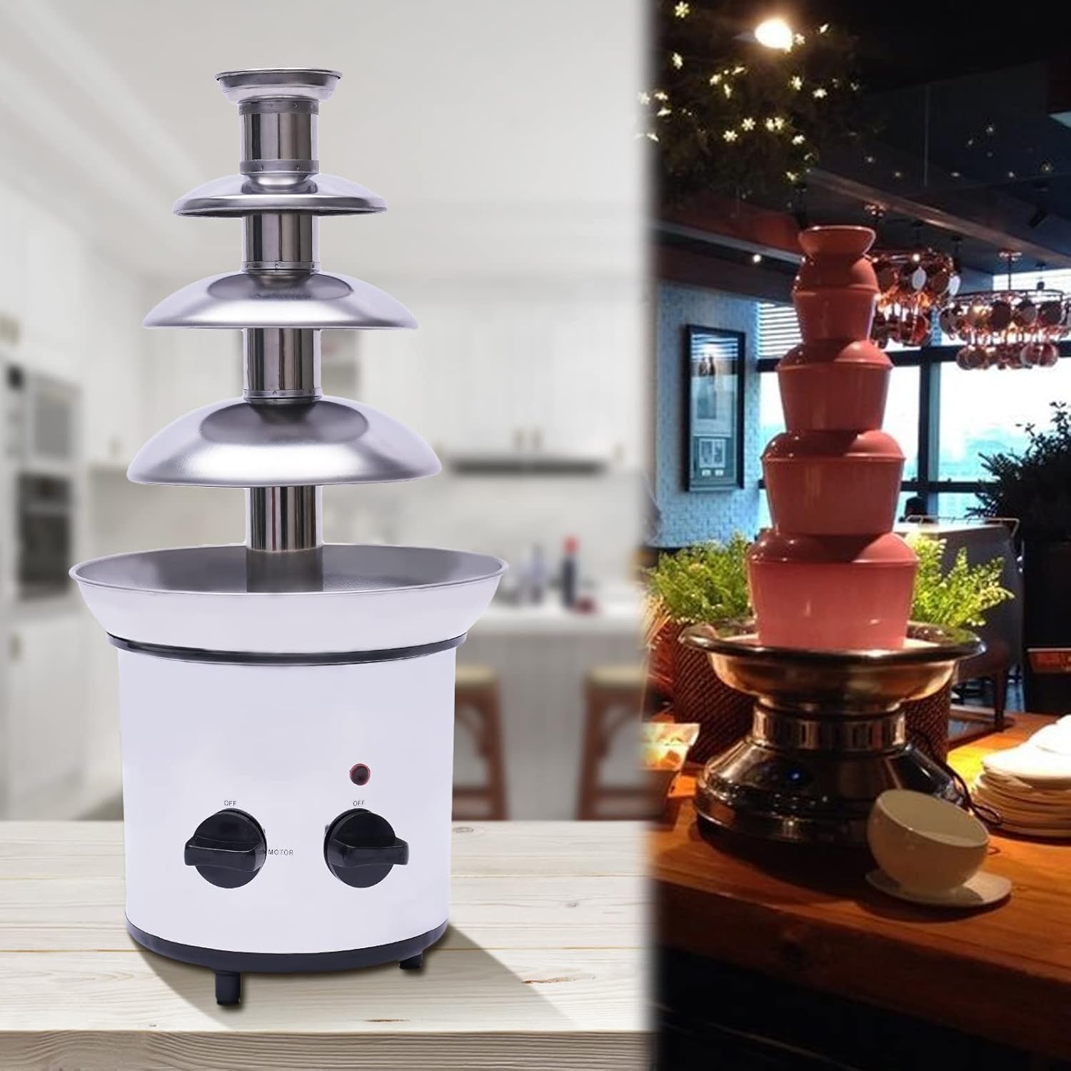 Máquina de fuente de chocolate de 4 niveles, kit de fuente de chocolate de lujo comercial de acero inoxidable caliente