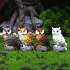 Mini estatua de búho, 4 piezas, espantapájaros, búho falso, escultura de señuelo de hadas, accesorios de jardín, suministros de micro paisaje, Mini estatua de búho, 4 piezas, espantapájaros, búho falso, escultura de señuelo de hadas, accesorios de jardín, suministros de micro paisaje,