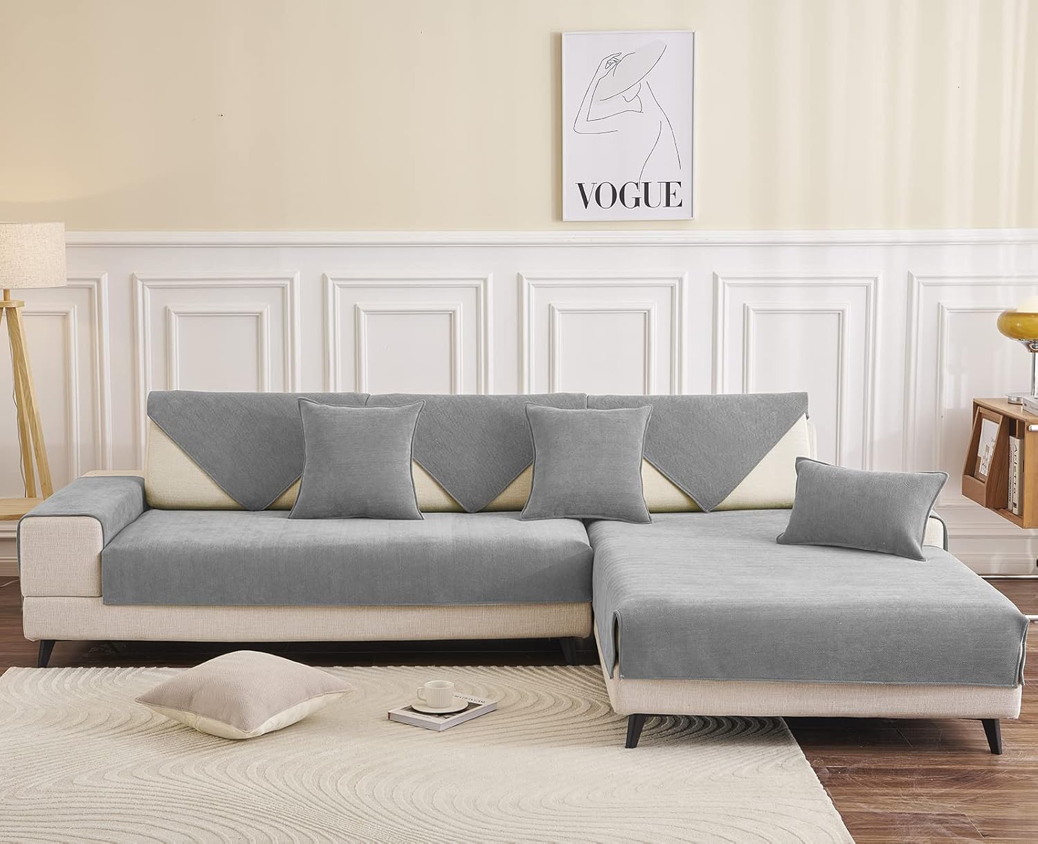 Taiyang Fundas para sofá, fundas de sofá modular, funda de asiento para sofá de 3 cojines, funda de sofá de felpilla en espiga suave al tacto,