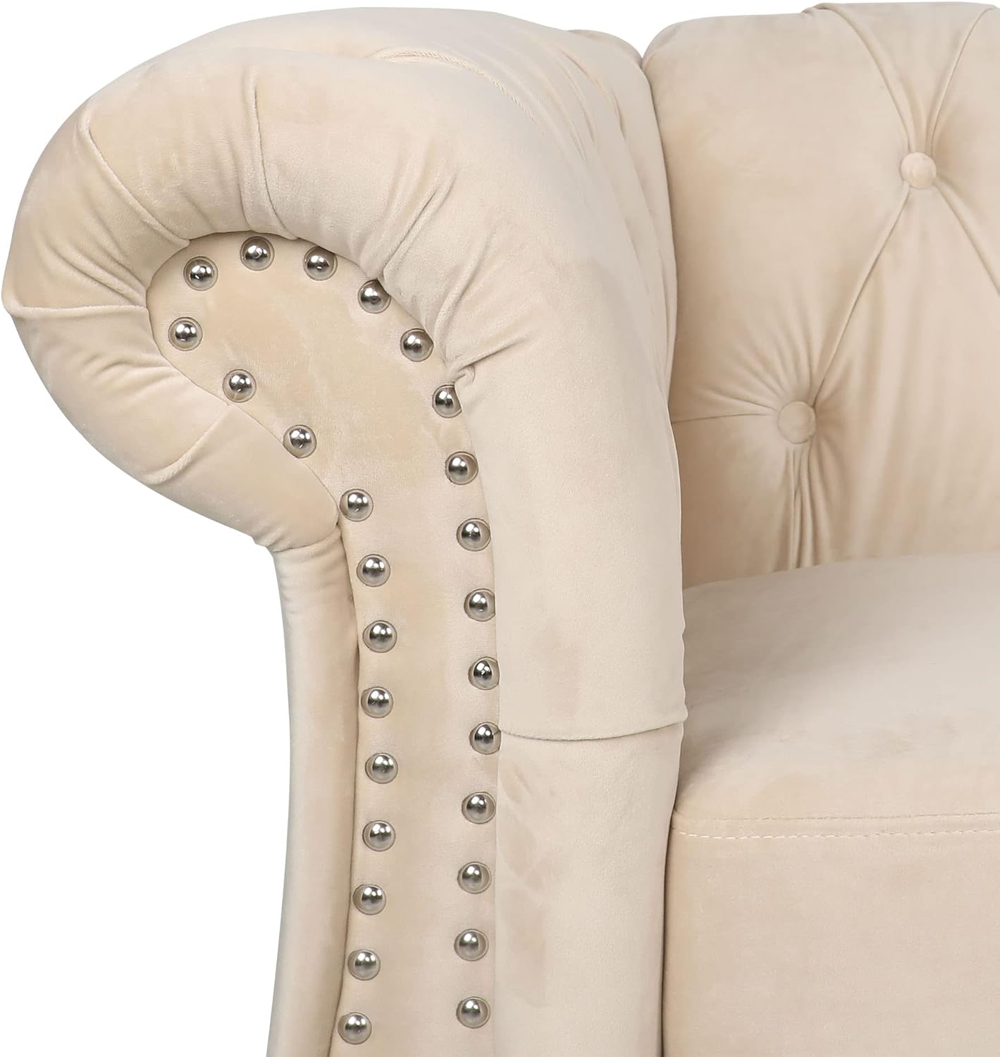 Juego de 2 muebles de sala de estar, juego de sofás Chesterfield de terciopelo Chesterfield y sillas de club Chesterfield con brazos de