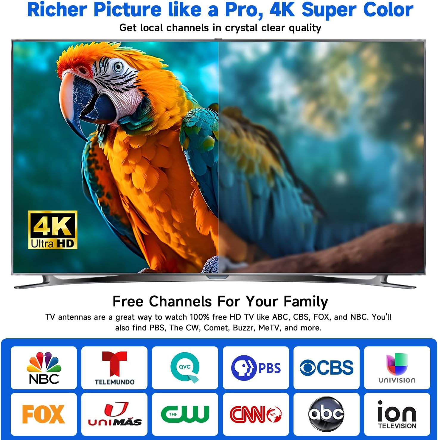 Antena de TV amplificada más de 800 millas para Smart TV interior y exterior, versión 2023, antena digital HD de largo alcance, compatible con 8K 4K