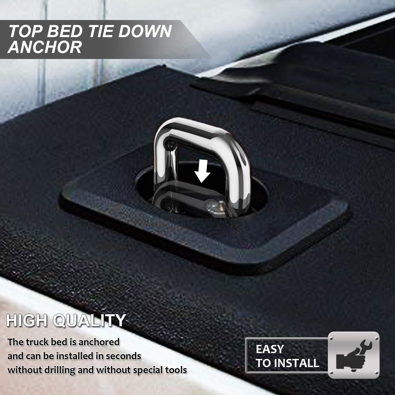 Paquete de 2 anclajes de amarre para pared lateral de caja de camioneta para Tundra 2000-2013 retráctiles con diferentes puertas y tapas de riel