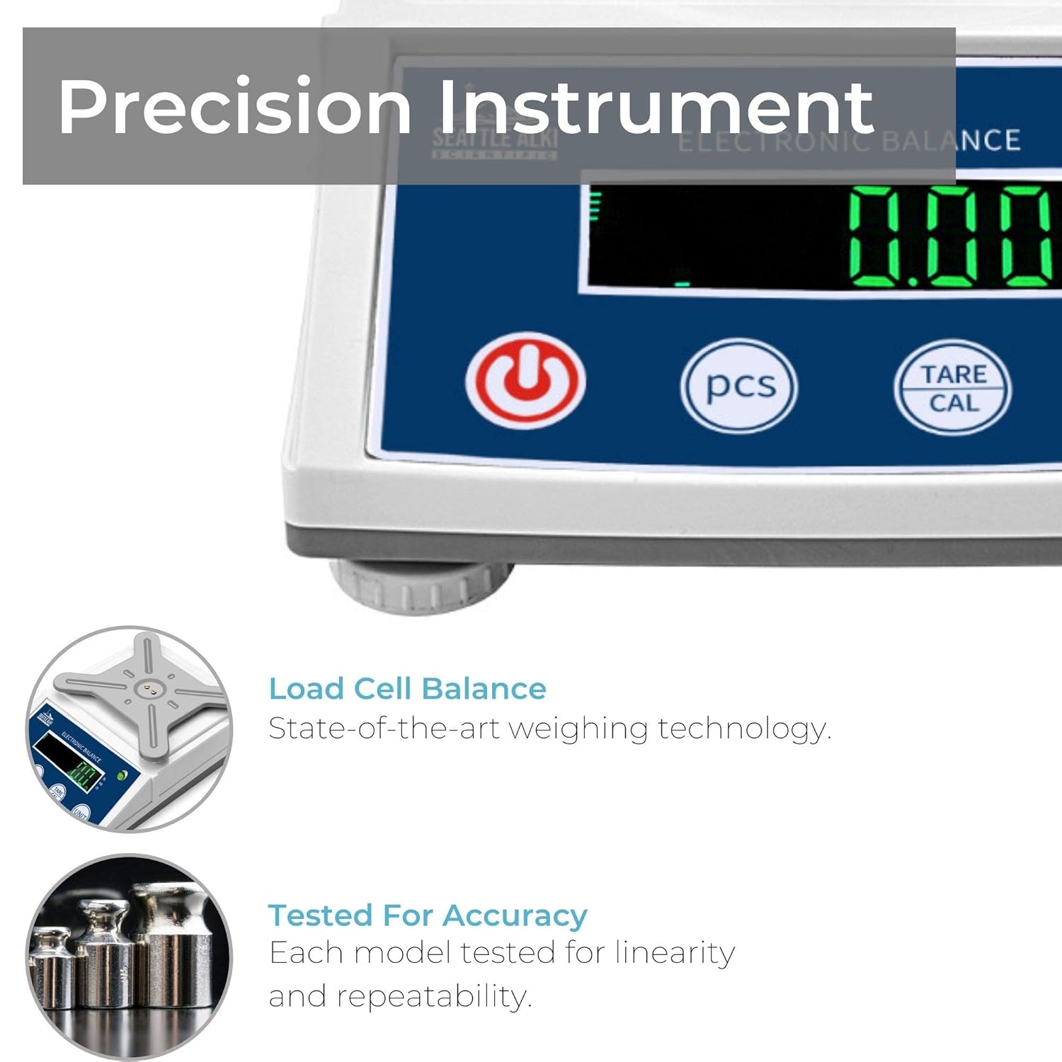 Seattle Alki Scientific Lab – Báscula de precisión analítica de 105.82 oz x 0.00 oz, gramos, onzas, libras, quilates, 0.00 oz de alta precisión para