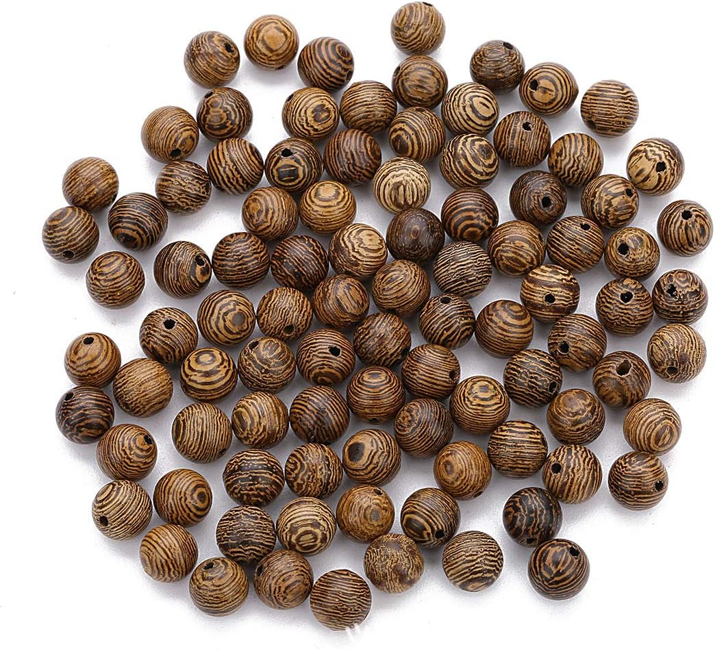 300 cuentas de madera africanas de color marrón oscuro, cuentas redondas naturales de madera para manualidades para pulseras y suministros de