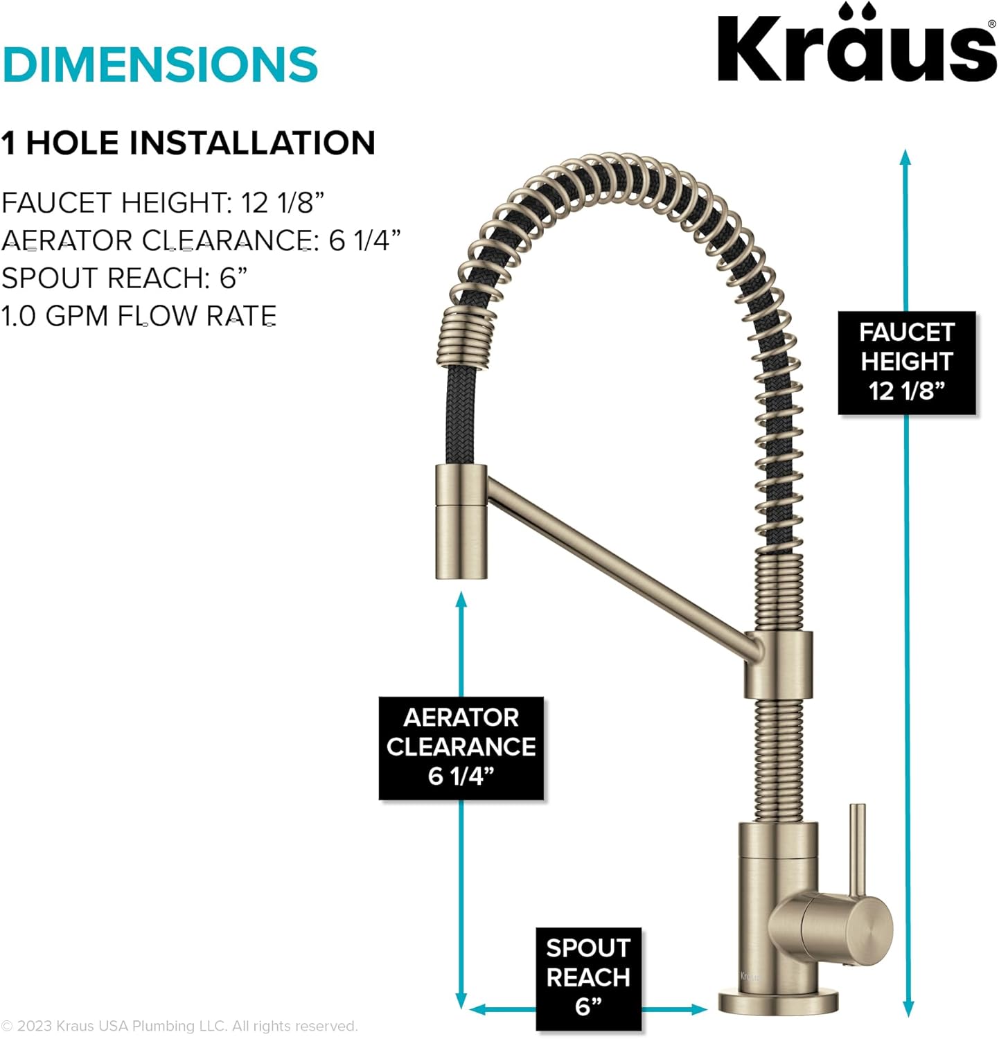 KRAUS Bolden Grifo de filtro de agua potable de una sola manija para ósmosis inversa o sistema de filtración de agua en bronce champán antiguo sin