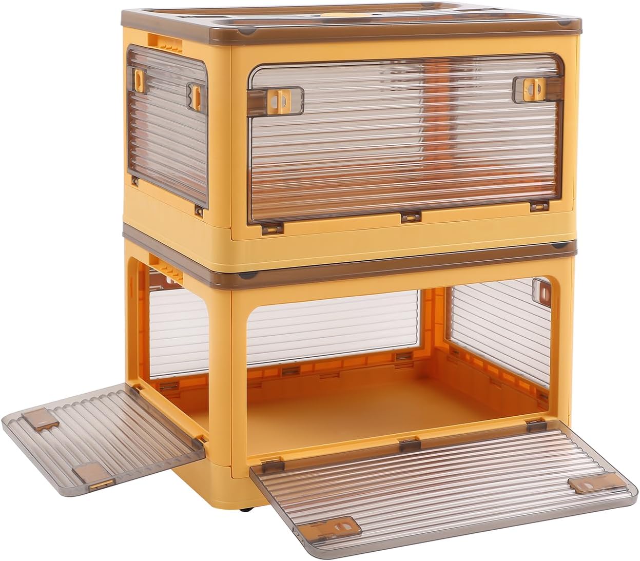 SummerRay Contenedores de almacenamiento plegables con ruedas, organizadores apilables de plástico para armario, color naranja, 9.5 galones, 2