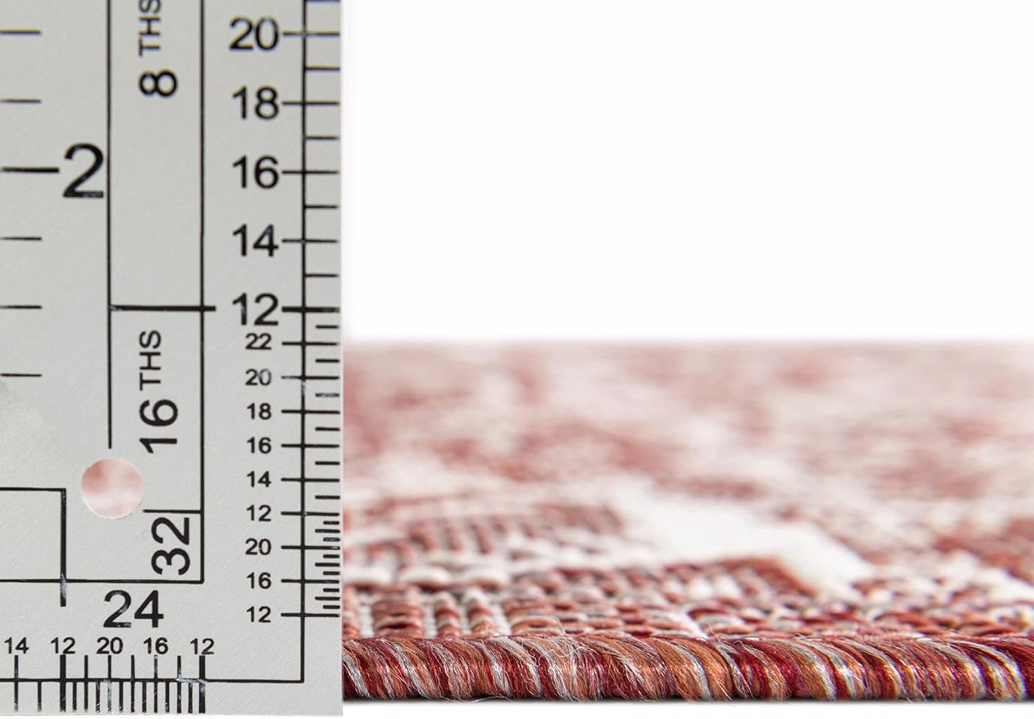 Rugs.com Outdoor Aztec Collection Alfombra  4 x 6 pies alfombra de tejido plano rojo óxido perfecta para salas de estar, grandes comedores, planos