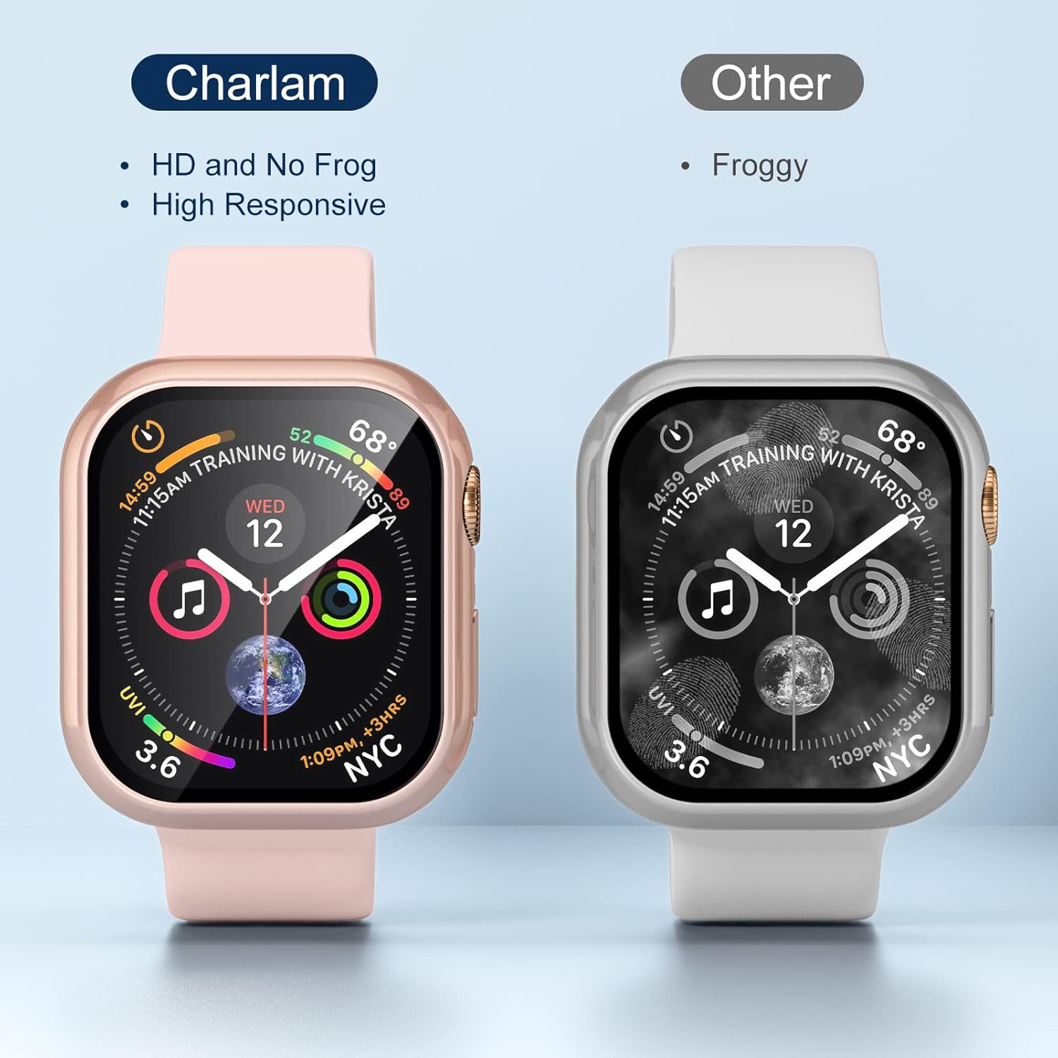 Charlam Funda compatible con Apple Watch de 1.614 pulgadas para iWatch SE Series 9, 8, 7 con protector de pantalla, fundas de protección completa