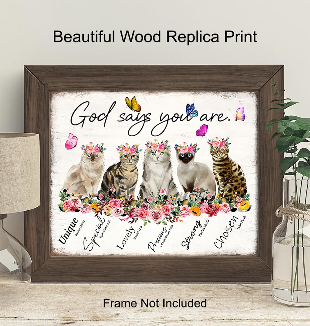 Christian Inspirational Wall Art 11×14 – Bible Verse Psalm Scripture Wall Decor for Women – Christian Gifts – Love, Faith, God Says – positive