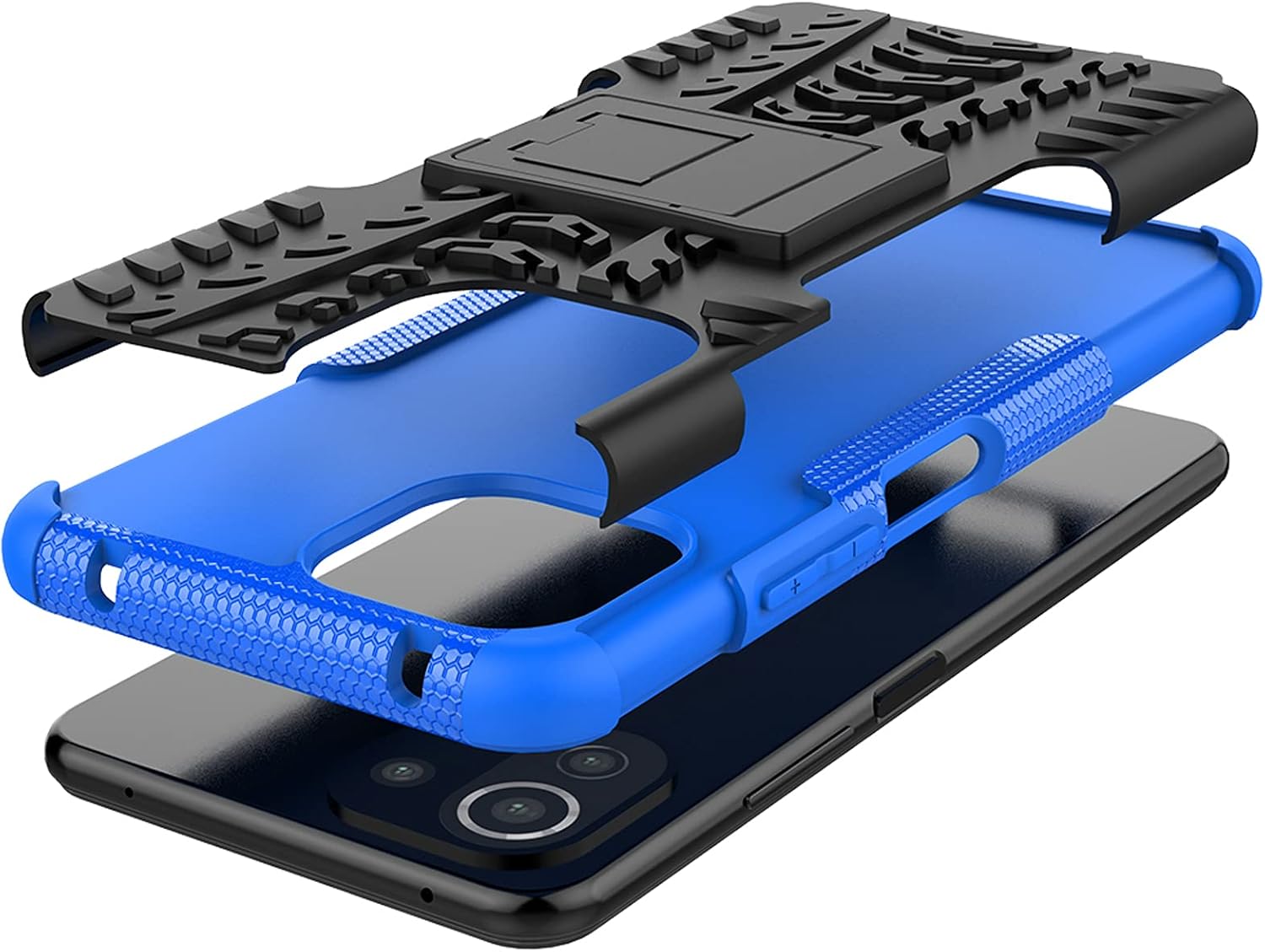 Funda de teléfono para Xiaomi Mi 11 Lite 4G5G con protector de pantalla de vidrio templado y soporte Soporte Soporte Duro Resistente Híbrido
