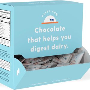 Happy Cow Chocolate, suplemento de lactasa de acción rápida, alivio de la intolerancia a los lácteos y a la lactosa, totalmente natural, fabricado Happy Cow Chocolate, suplemento de lactasa de acción rápida, alivio de la intolerancia a los lácteos y a la lactosa, totalmente natural, fabricado