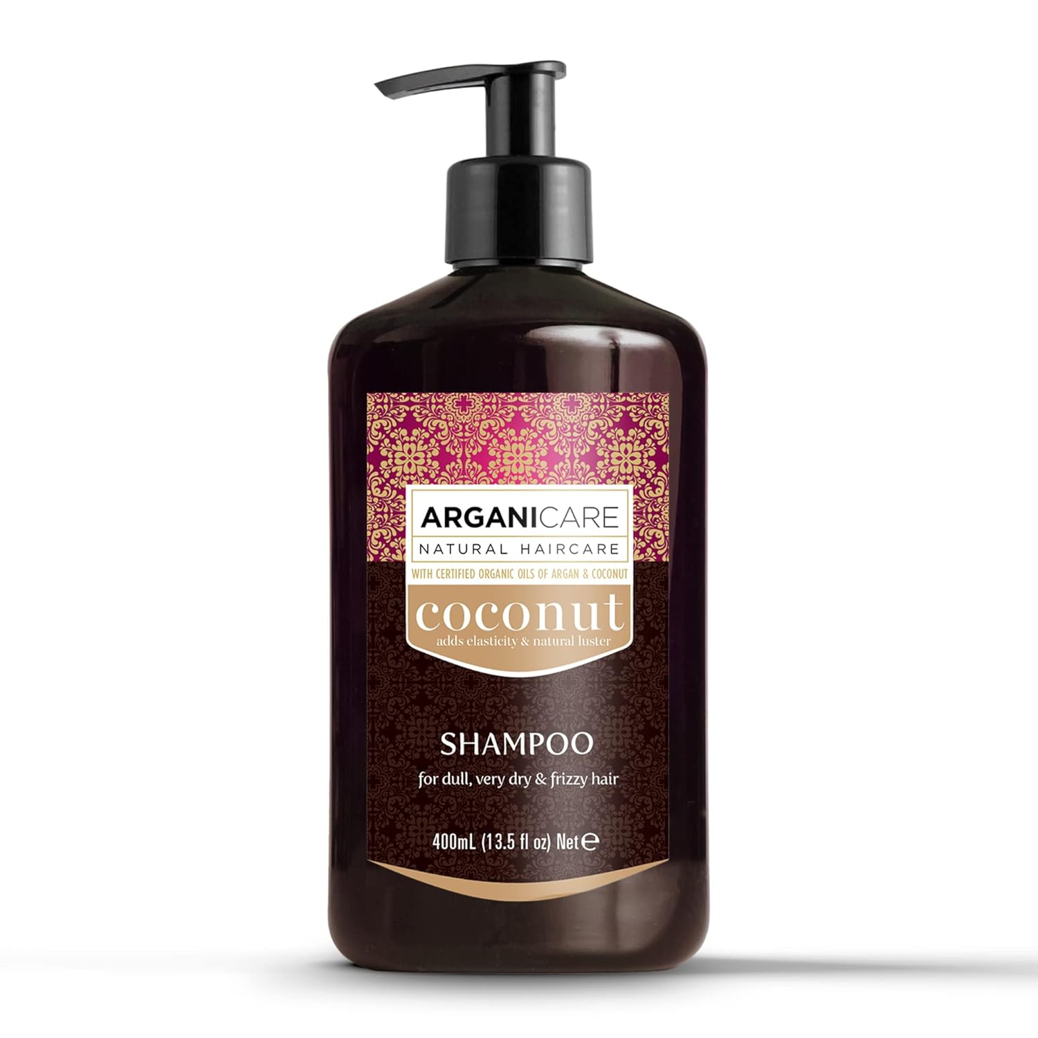 arganicare Hidratante Coco Champú con certificado Argán y Aceites de coco para Dull, muy seco y Frizzy 13,5Cabello FL oz