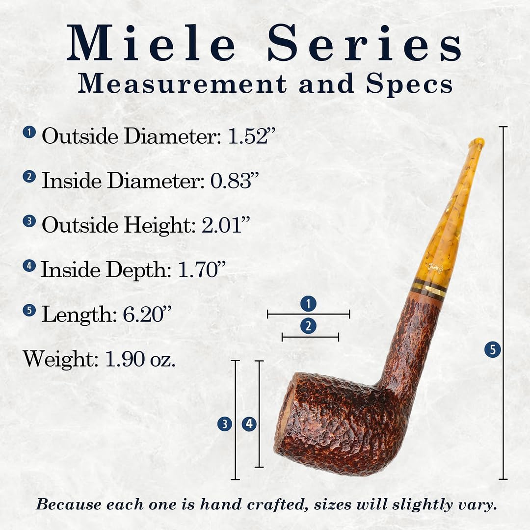 Miele Honey Pipe – Tubos de madera hechos a mano Savinelli Tobacco Pipe con acabado rústico (111 KS)