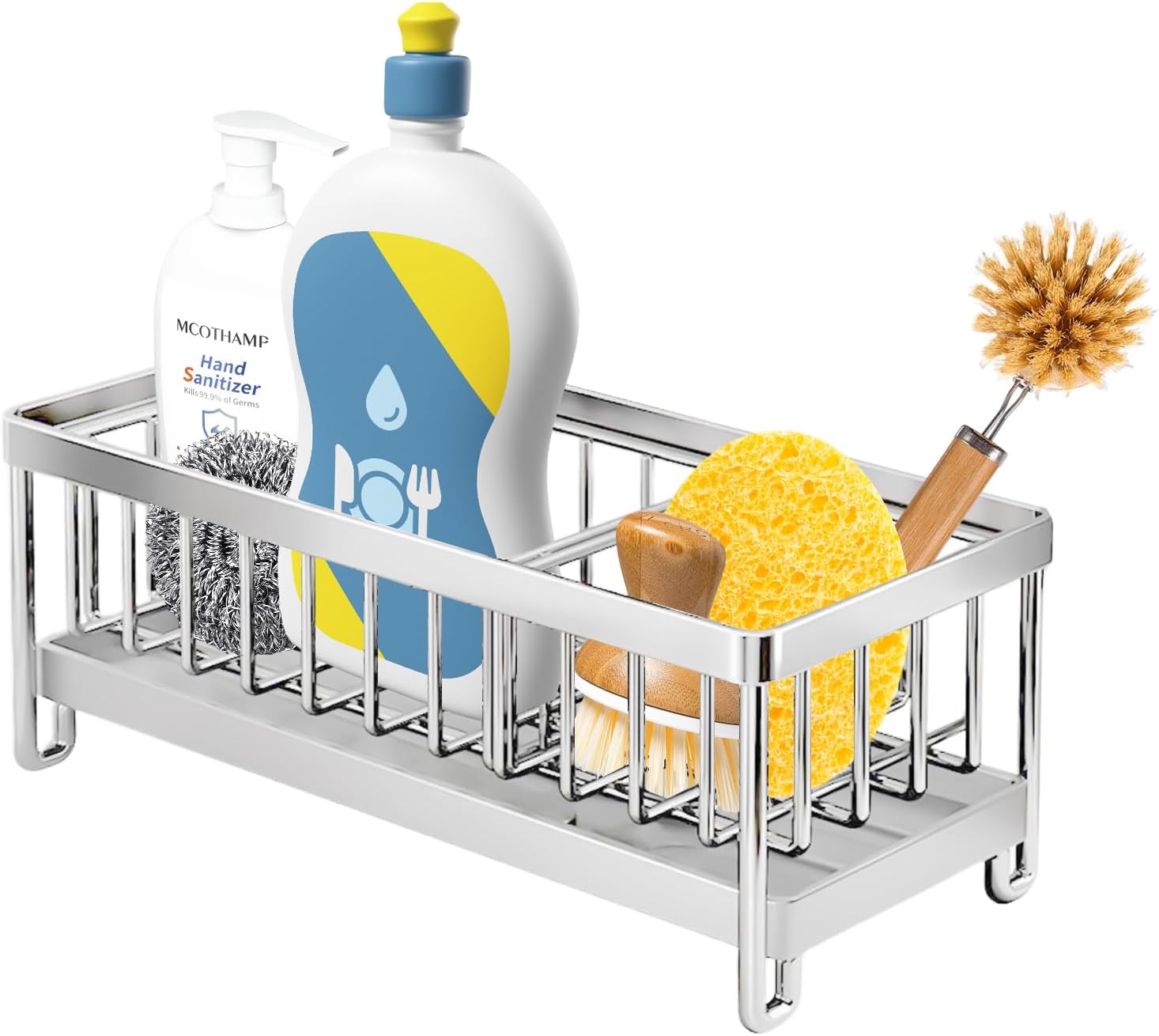 Organizador para fregadero, soporte de esponja para encimera de fregadero de cocina, organizador de esponjas de acero inoxidable 304, soporte para