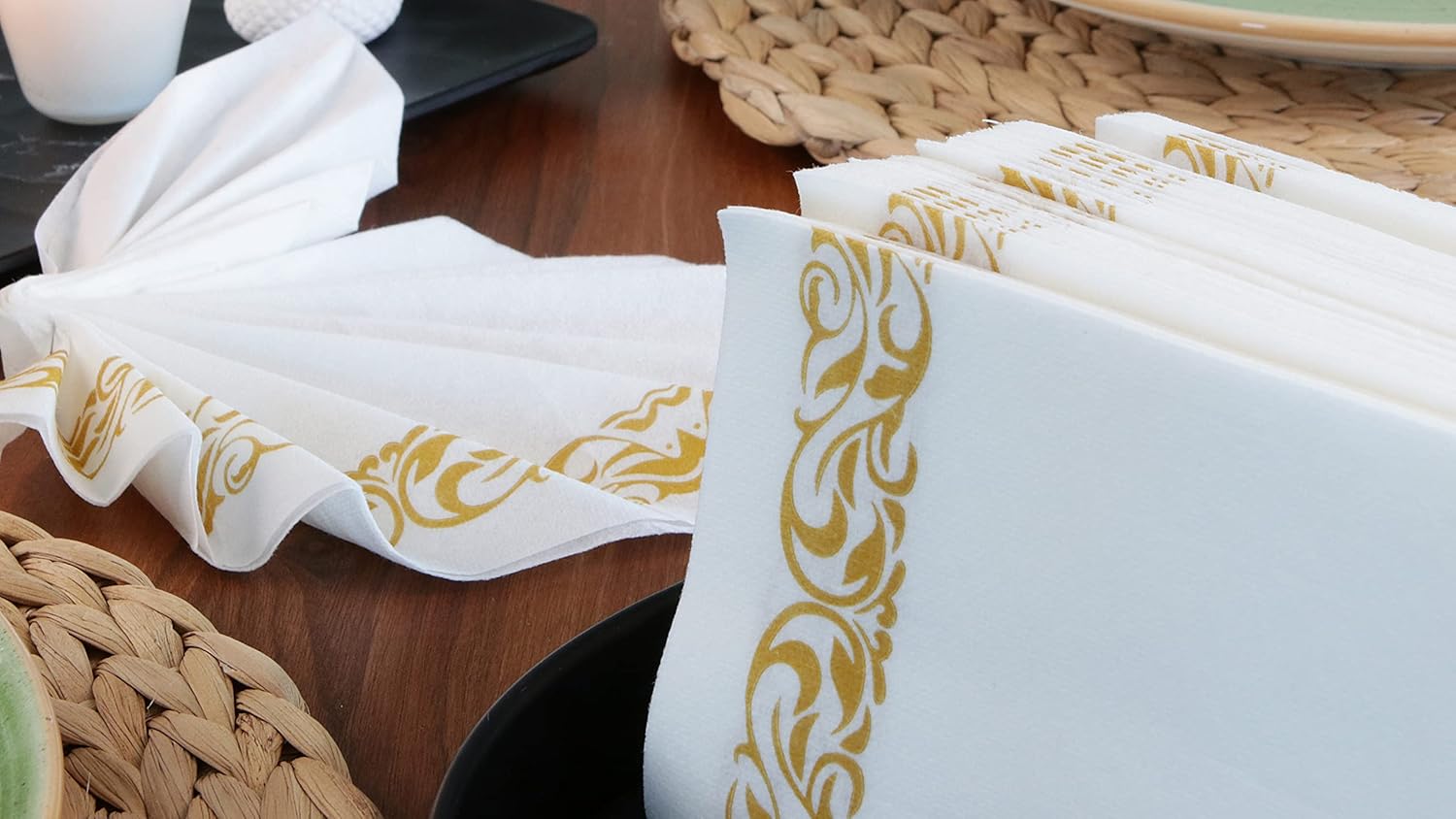 Capsella Servilletas desechables elegantes de alta calidad, suaves y absorbentes, de tacto de lino, servilletas decorativas duraderas para baño,