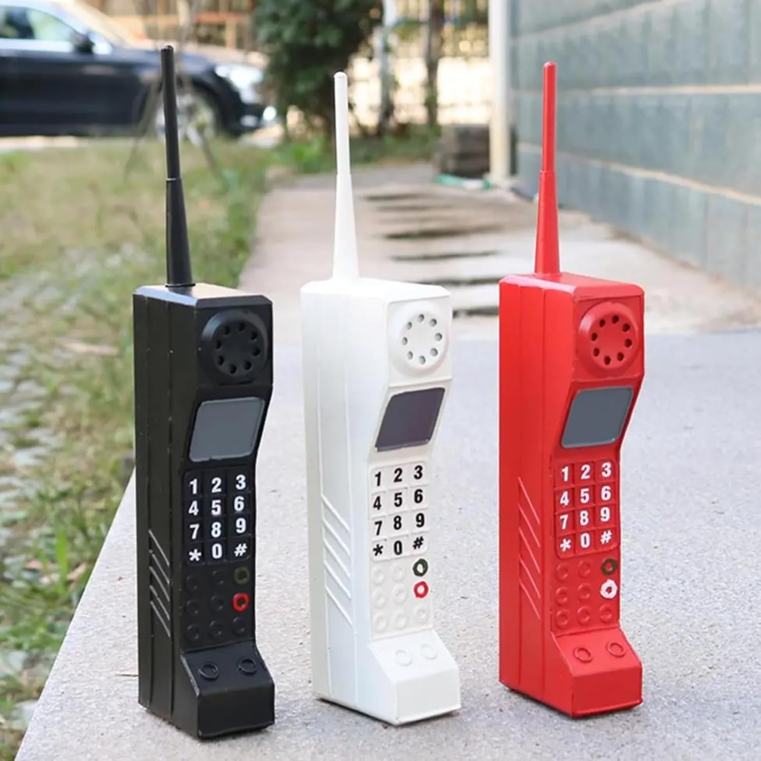 VINGVO Modelo retro de teléfono celular, accesorio de teléfono de ladrillo antiguo de los años 80 y 90, accesorio de teléfono falso para fiesta de
