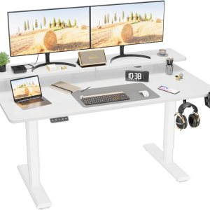 Kemon Escritorio eléctrico de pie con soporte para monitor, escritorio de pie ajustable de altura de 55 x 24 pulgadas, estación de trabajo para Kemon Escritorio eléctrico de pie con soporte para monitor, escritorio de pie ajustable de altura de 55 x 24 pulgadas, estación de trabajo para
