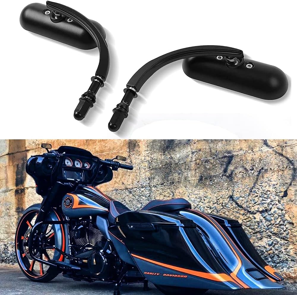 DREAMIZER Espejos laterales universales ovalados para motocicleta, color negro, compatibles con Harley Street Bike Scooter Chopper Cruiser Sportster