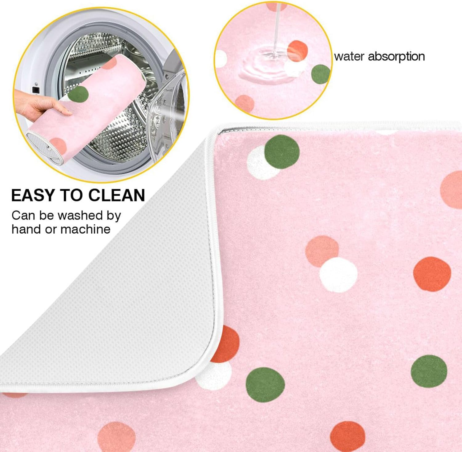 Confetti Dish Drying Mat Washnable Absorbent Dish Drain Mat For Kitchen Counter Kitchen Countertop Mat Tapete Para Cocina 16” x 18”