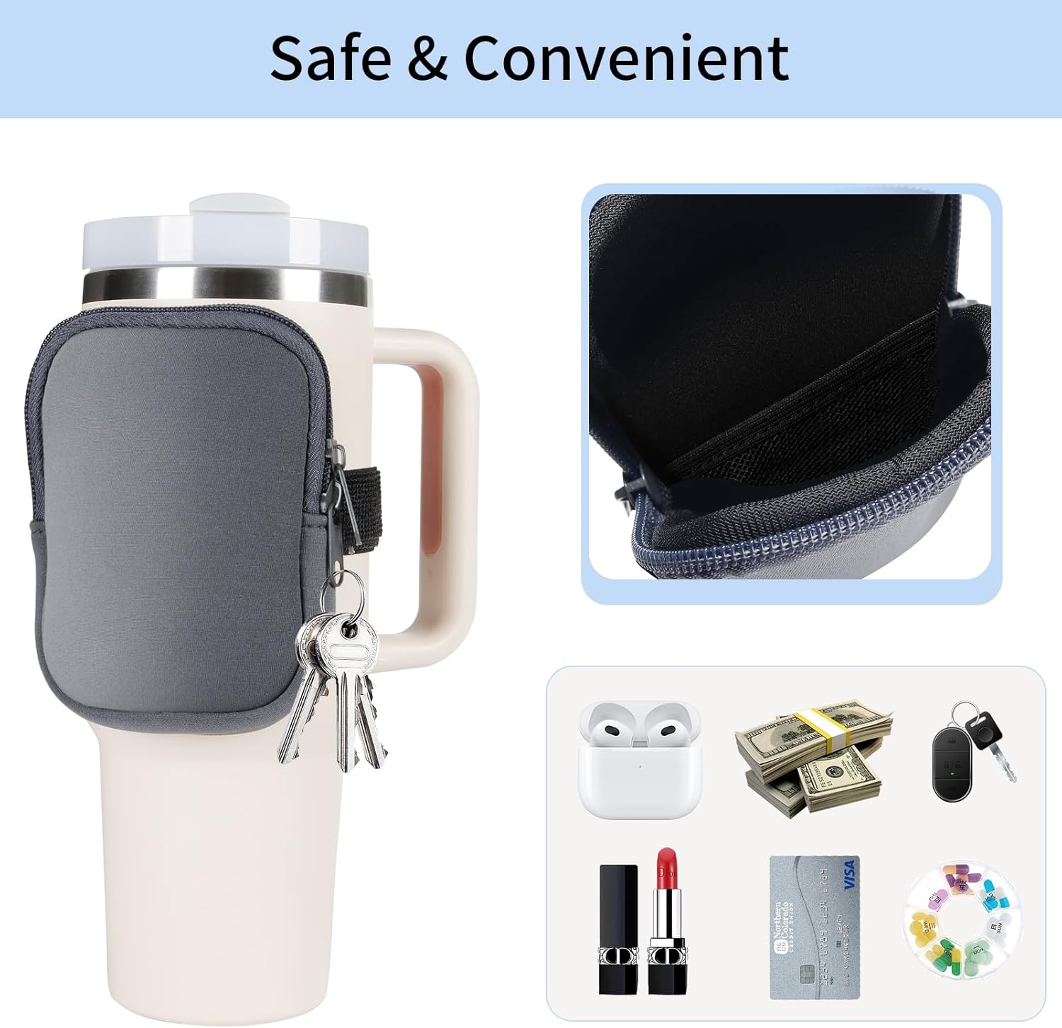Bolsa para botella de agua, para portavasos de agua de 18 a 40 onzas, accesorios para vasos de gimnasio para mujeres y hombres para correr, caminar,