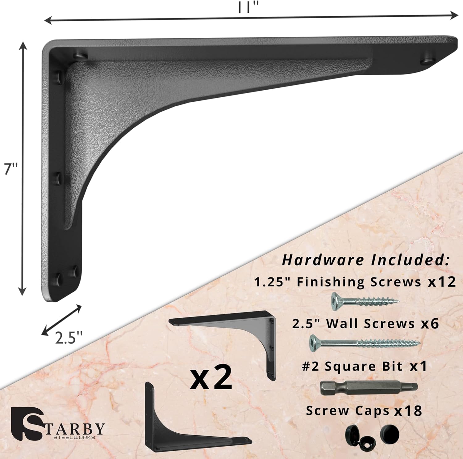 Starby Gladiator Series Solid Heavy Duty Welded 500 libras de granito de perfil bajo soporte de estante estante flotante discreto delgado capacidad