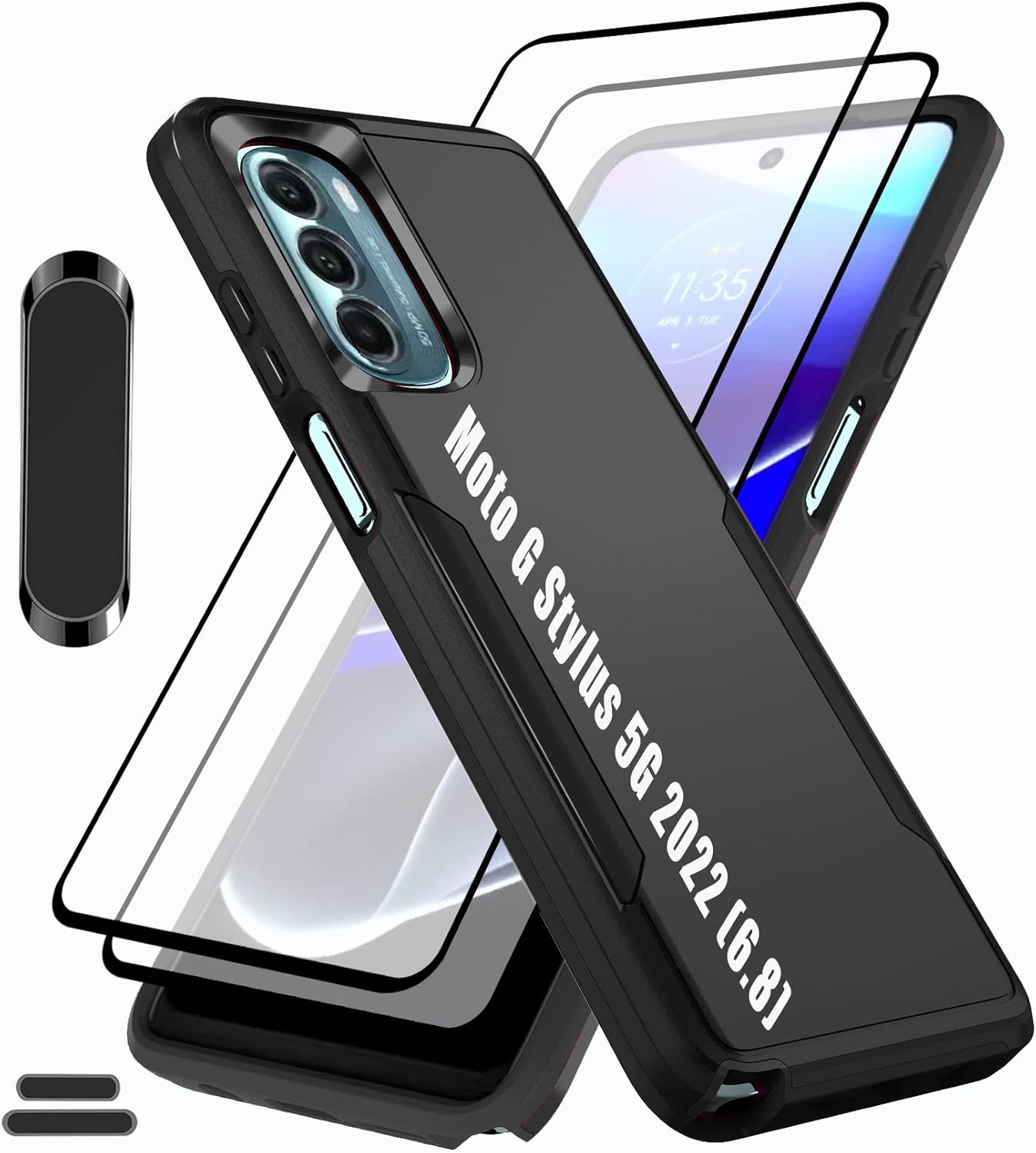 LMDAMZ Funda híbrida de doble capa de grado militar resistente a los golpes para Moto G Stylus 5G 2022 de 6.8 pulgadas con 1 soporte magnético para