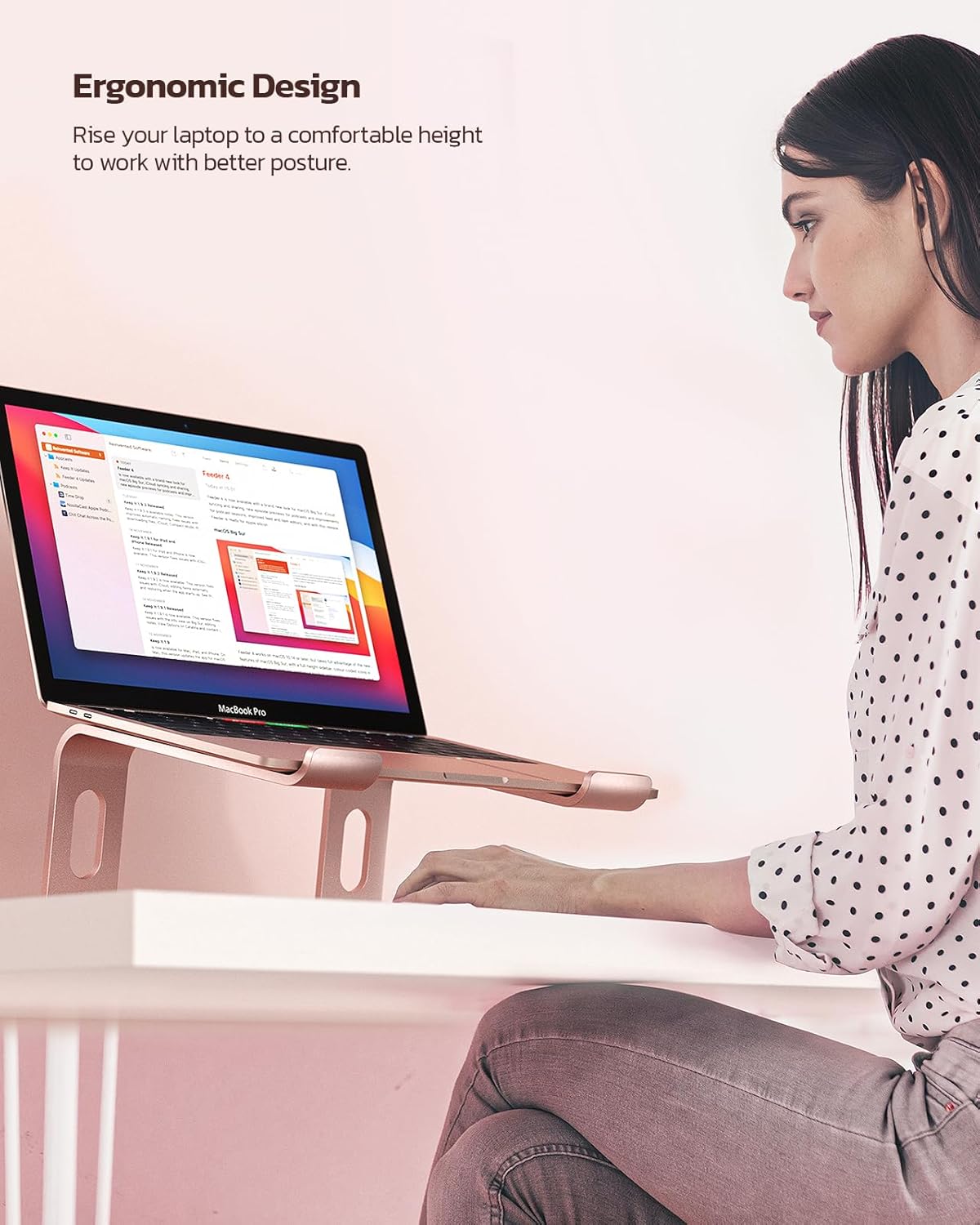 Nulaxy Soporte ergonómico de aluminio para computadora portátil, soporte desmontable para computadora portátil compatible con MacBook Air Pro, Dell