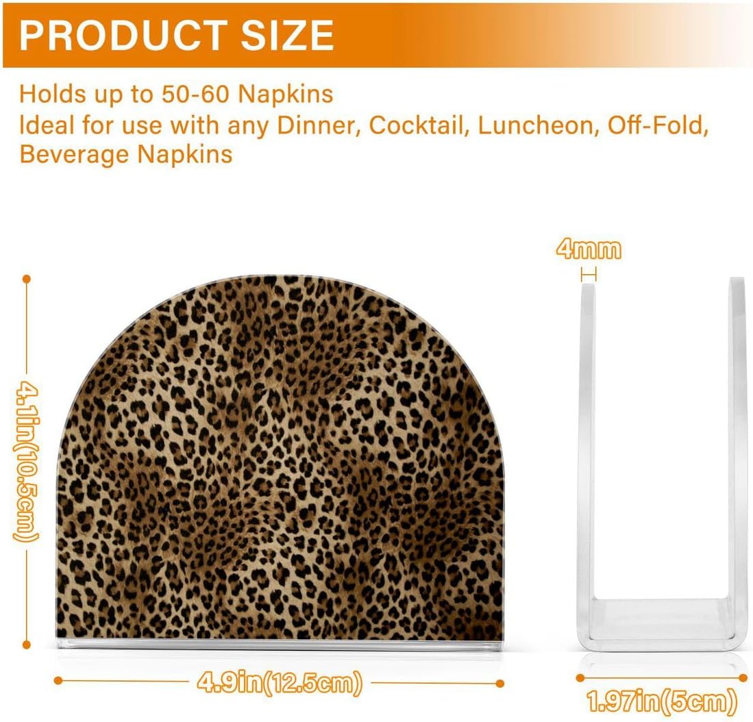 Nander Servilleteros vintage con estampado de leopardo para cocina, elegantes servilleteros de papel con placa acrílica, dispensador de toallas de