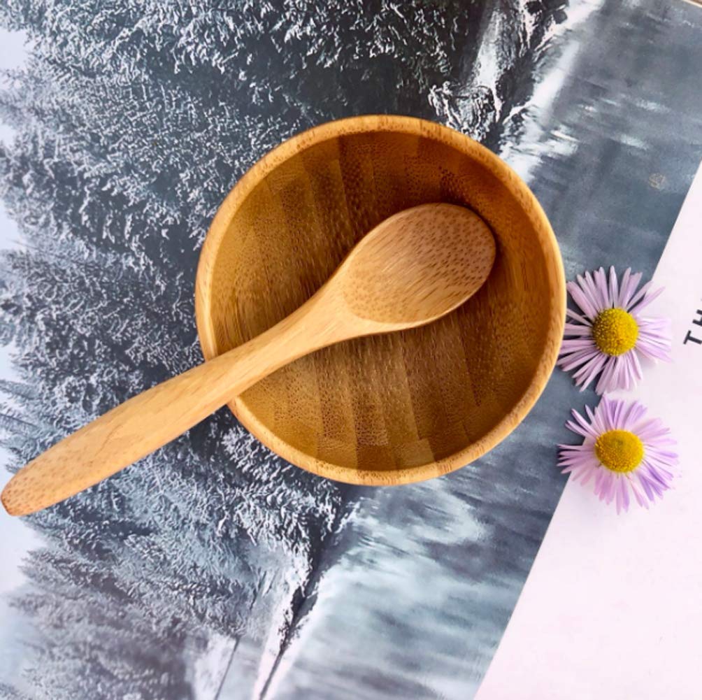 Cuenco de mezcla de bambú ecológico – Lindo pequeño tazón de mezcla para cuidado de la piel facial DIY casero mini juegos de herramientas cosméticas