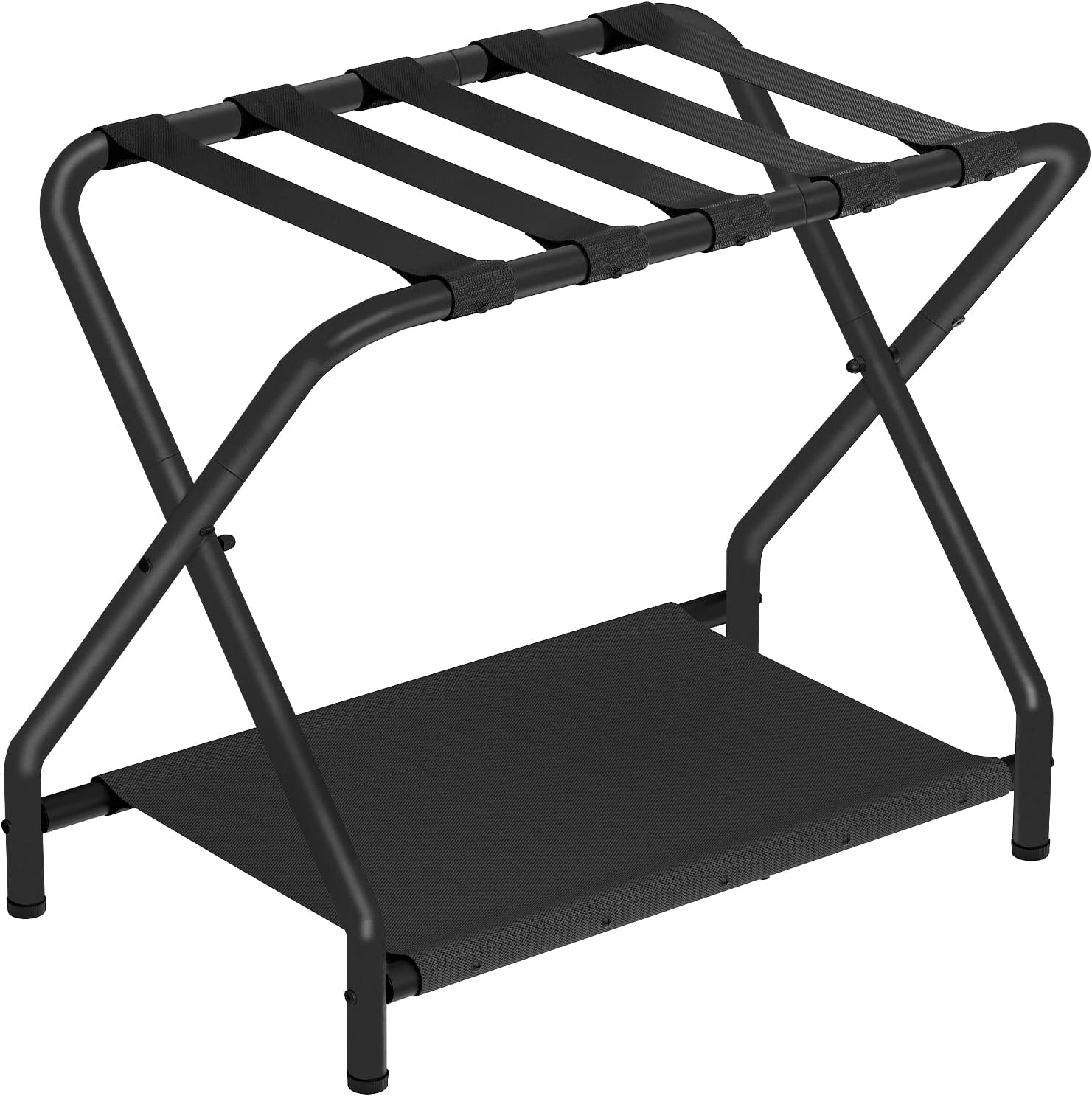 HOOBRO Portaequipajes, soporte plegable para maleta con estante de almacenamiento de tela para habitación de invitados, dormitorio, hotel, soporta