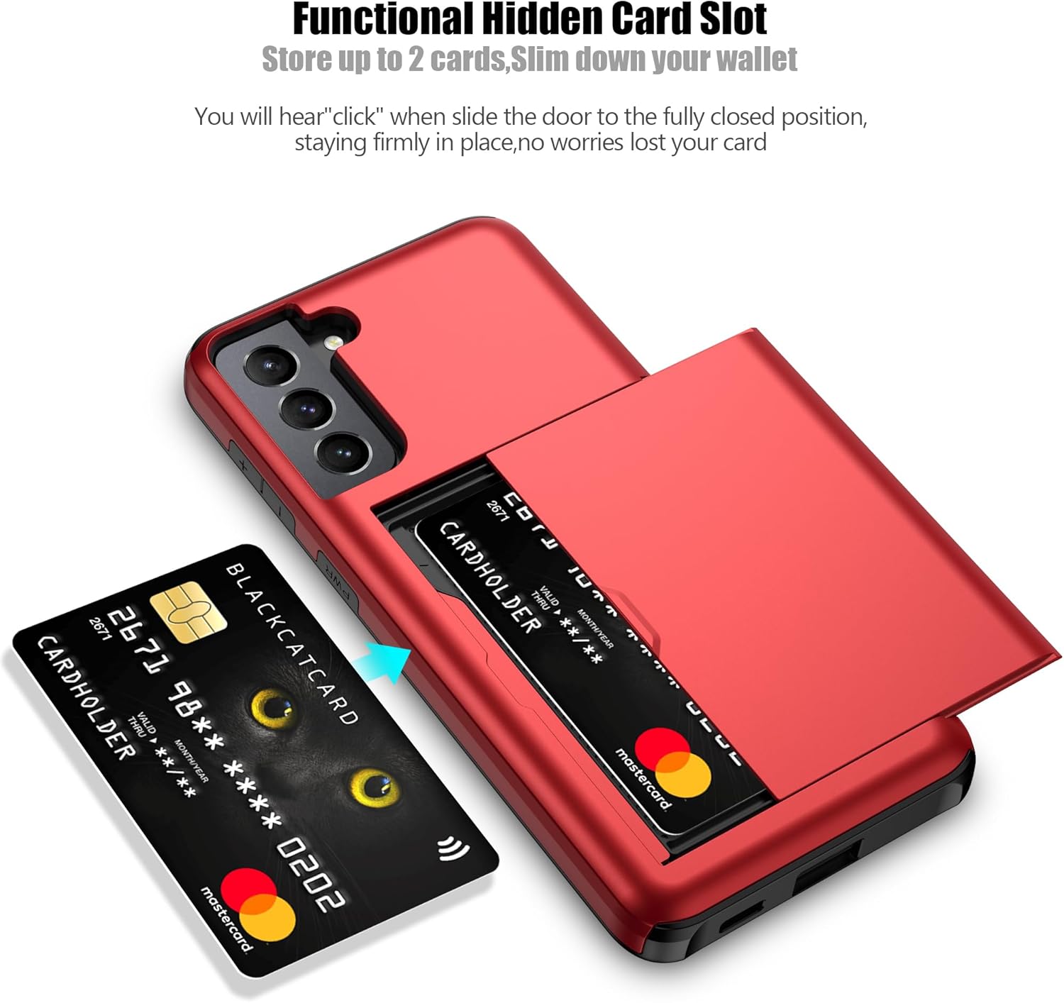 Nvollnoe Funda protectora para Samsung S21 Plus con tarjetero de doble capa resistente para Galaxy S21 Plus, ranura para tarjeta oculta, funda