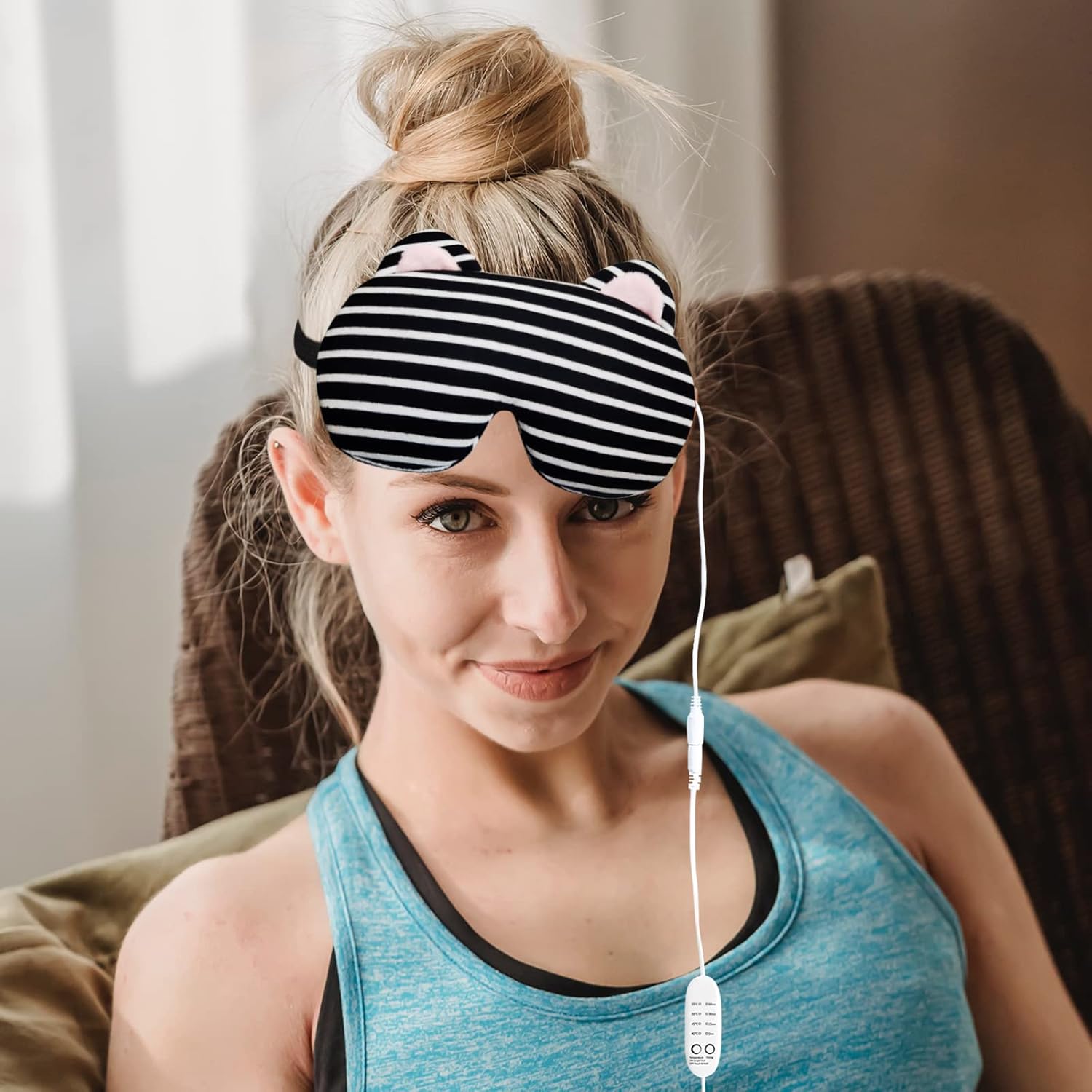 Máscara térmica para los ojos, máscara térmica para los ojos para dormir, compresa ocular cálida para ojos secos, almohadilla de ojos eléctrica USB