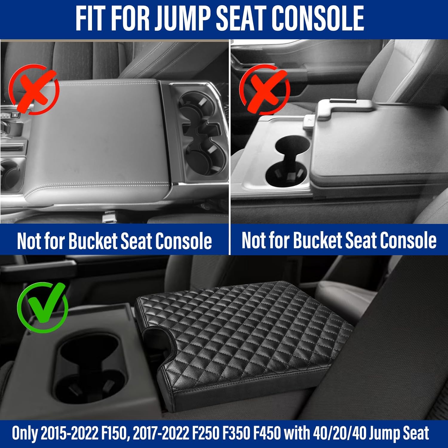 Funda de consola central para Ford 2015-2022 F150, 2017-2022 F250 F350 F450 F550, accesorios interiores de automóvil de piel sintética, funda para