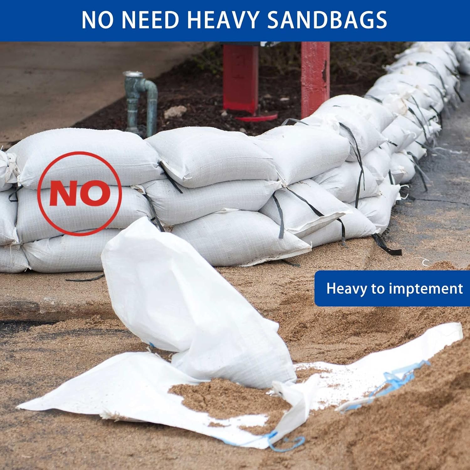 Water Barrier 10 ft x 6.5 in Flood Barrier for Home Reusable Absorbent Prevention Barrier Sandless Sandbag for Flooding Green Water Activated