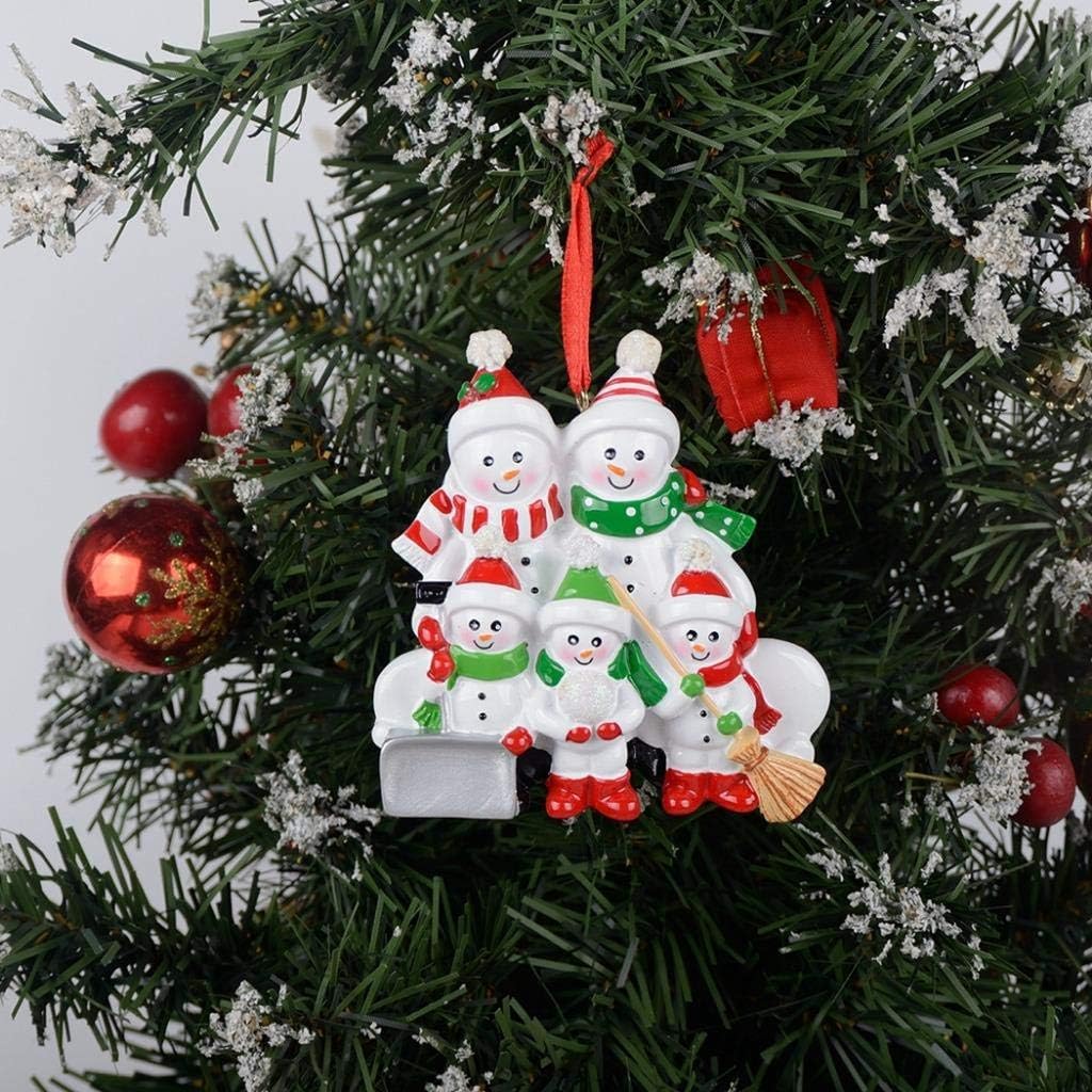 Adorno navideño personalizado para familia de 5 personas con pala, muñeco de nieve de familia de cinco, decoración de árbol de Navidad de