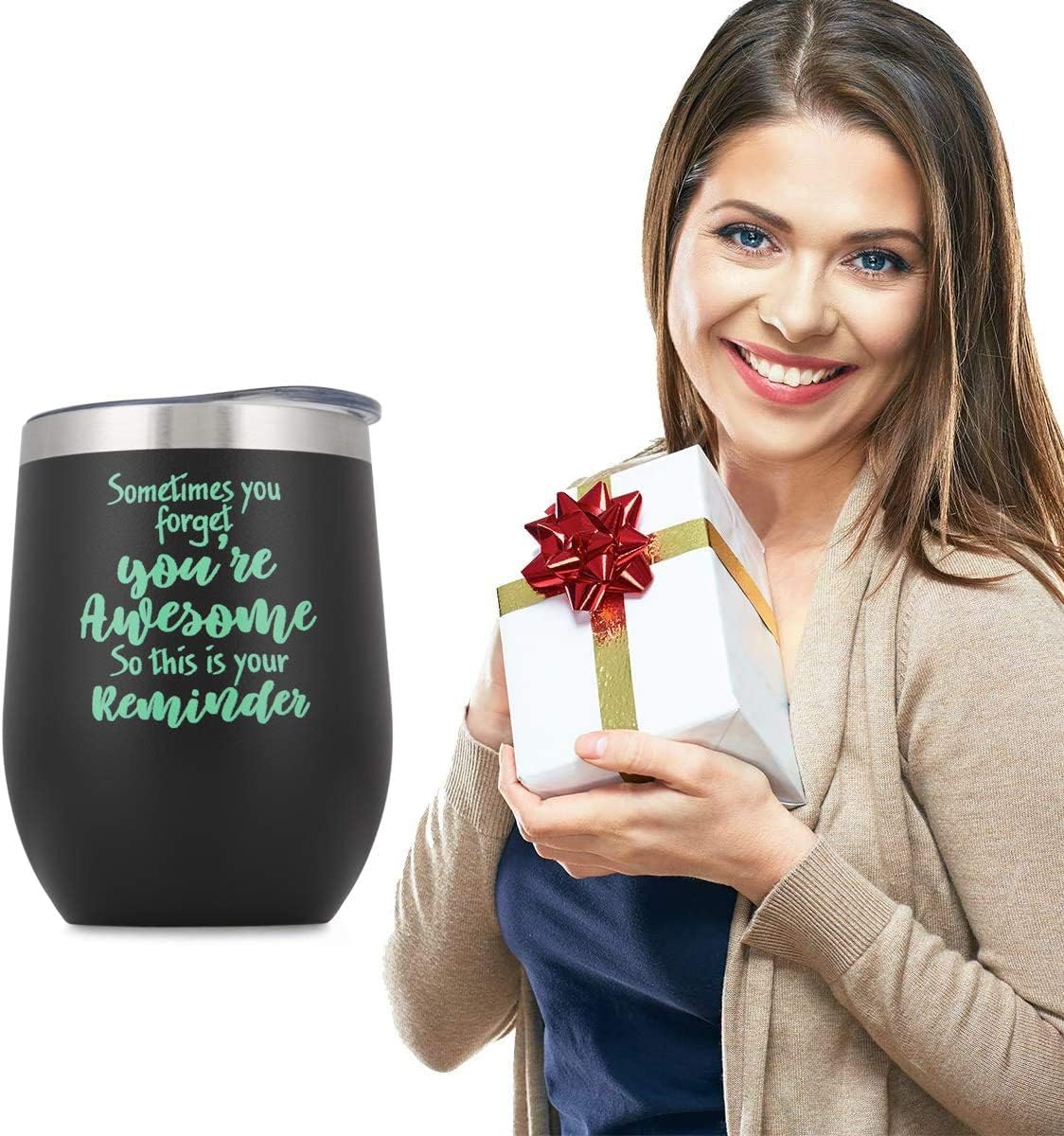 Vaso de vino con frase “You’re Awesome con refranes para mujeres, regalos de agradecimiento”, regalos inspiradores para mujeres, ella, mejor amiga,